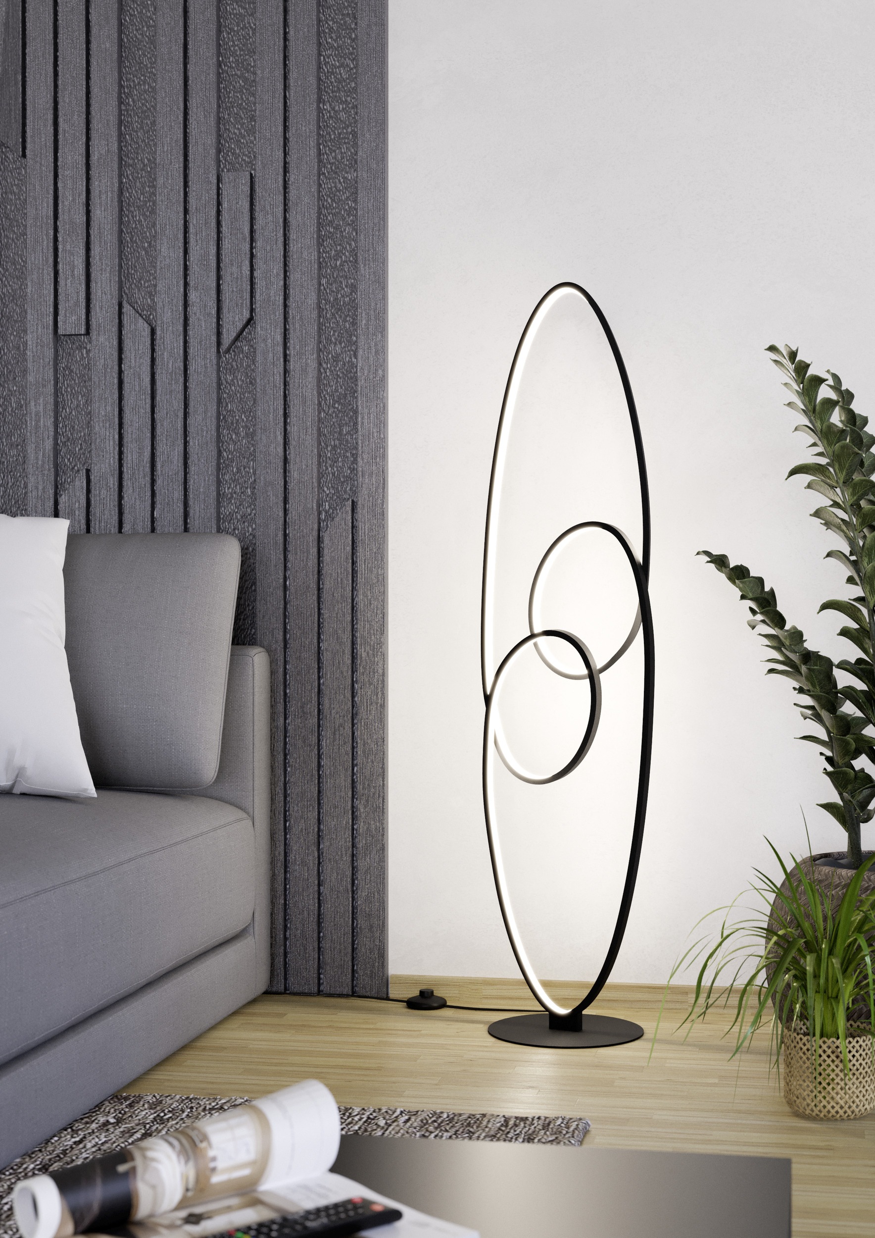 EGLO Stehlampe »GIANELLA Stehlampe - Alu, Stahl - LED - 38W - IP20« LED-Modul 1 Stk. Warmweiß Standleuchte, Leselampe, Wohzimmer, Schlafzimmer, L25 x B30 x H120,5cm