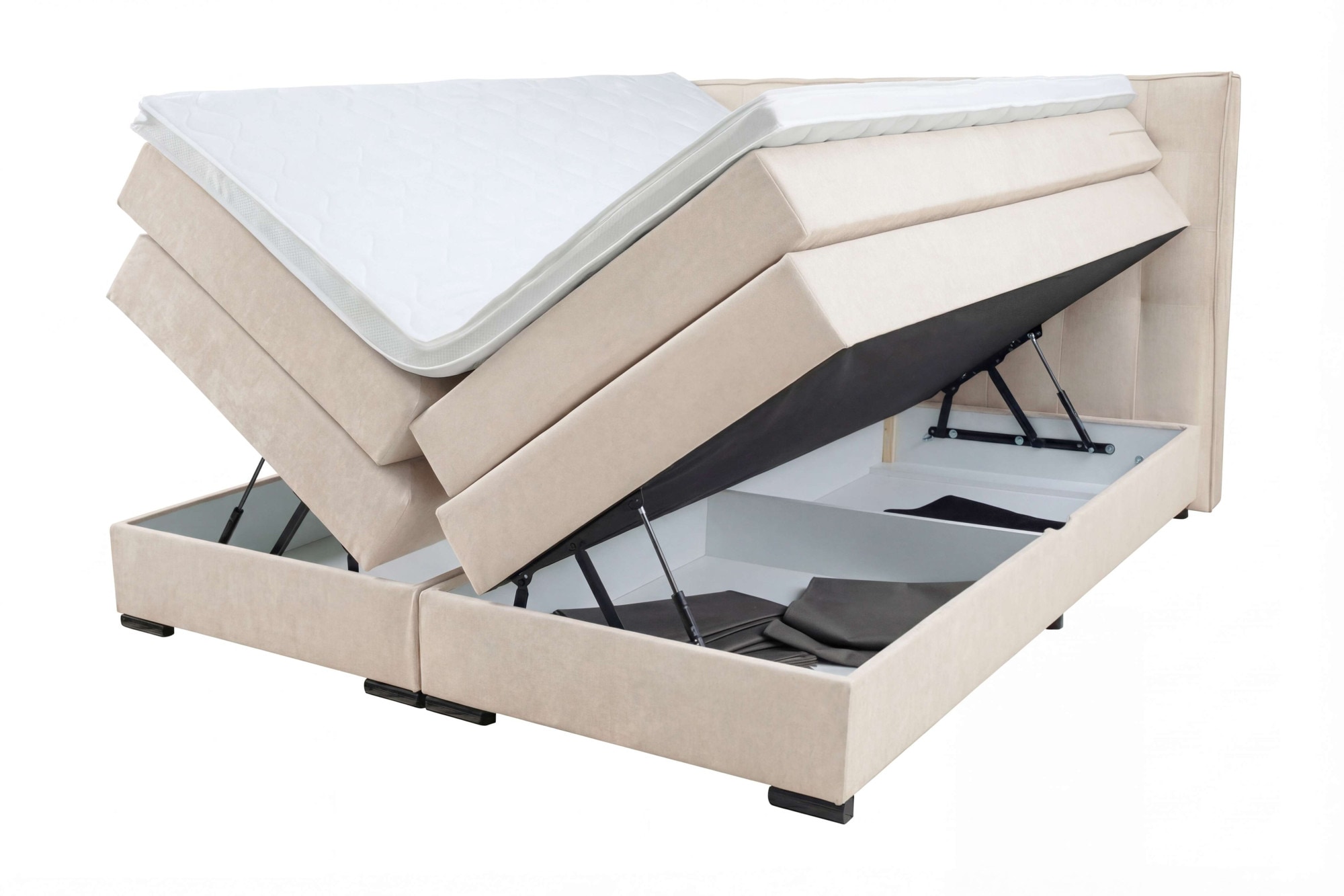 Home affaire Boxspringbett »Köln, Doppelbett, Polsterbett, Federkernbett, Komforbett, 160, 180 cm« inkl. Topper, zwei Bettkästen, Taschen-Federkernmatratze, Härtegrad 3