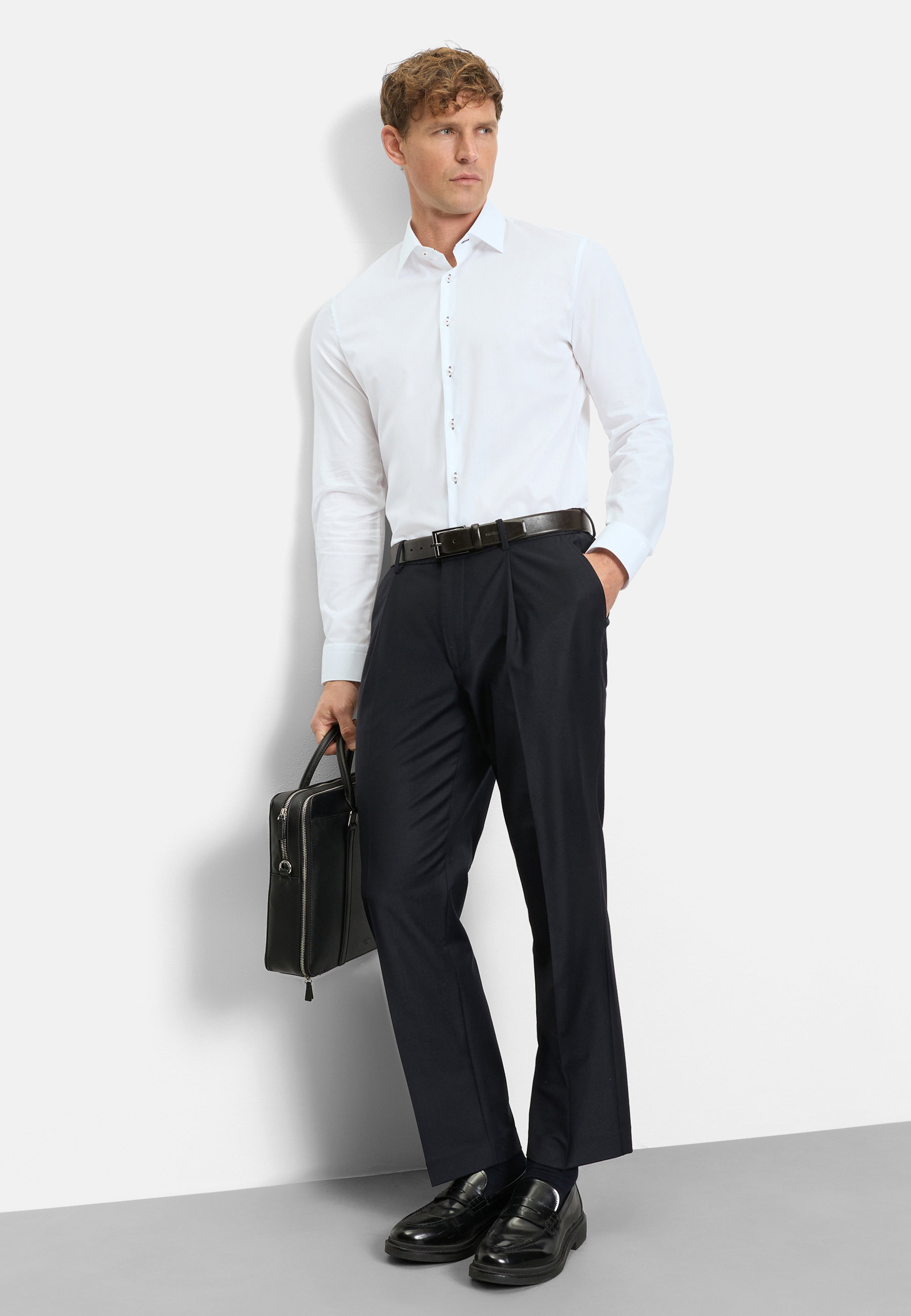 Businesshemd OLYMP "OLYMP No. Six, super slim, Kent", Herren, Gr. 45, Normaler Arm, weiß, 100% Baumwolle, Hemden 2