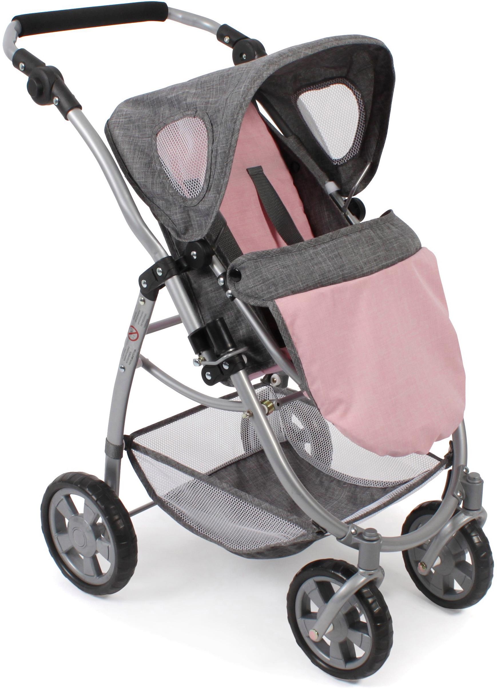 CHIC2000 Kombi-Puppenwagen »Emotion All In 3in1, Grau-Rosa«, inkl. Babywanne, Babyschale und Sportwagenaufsatz