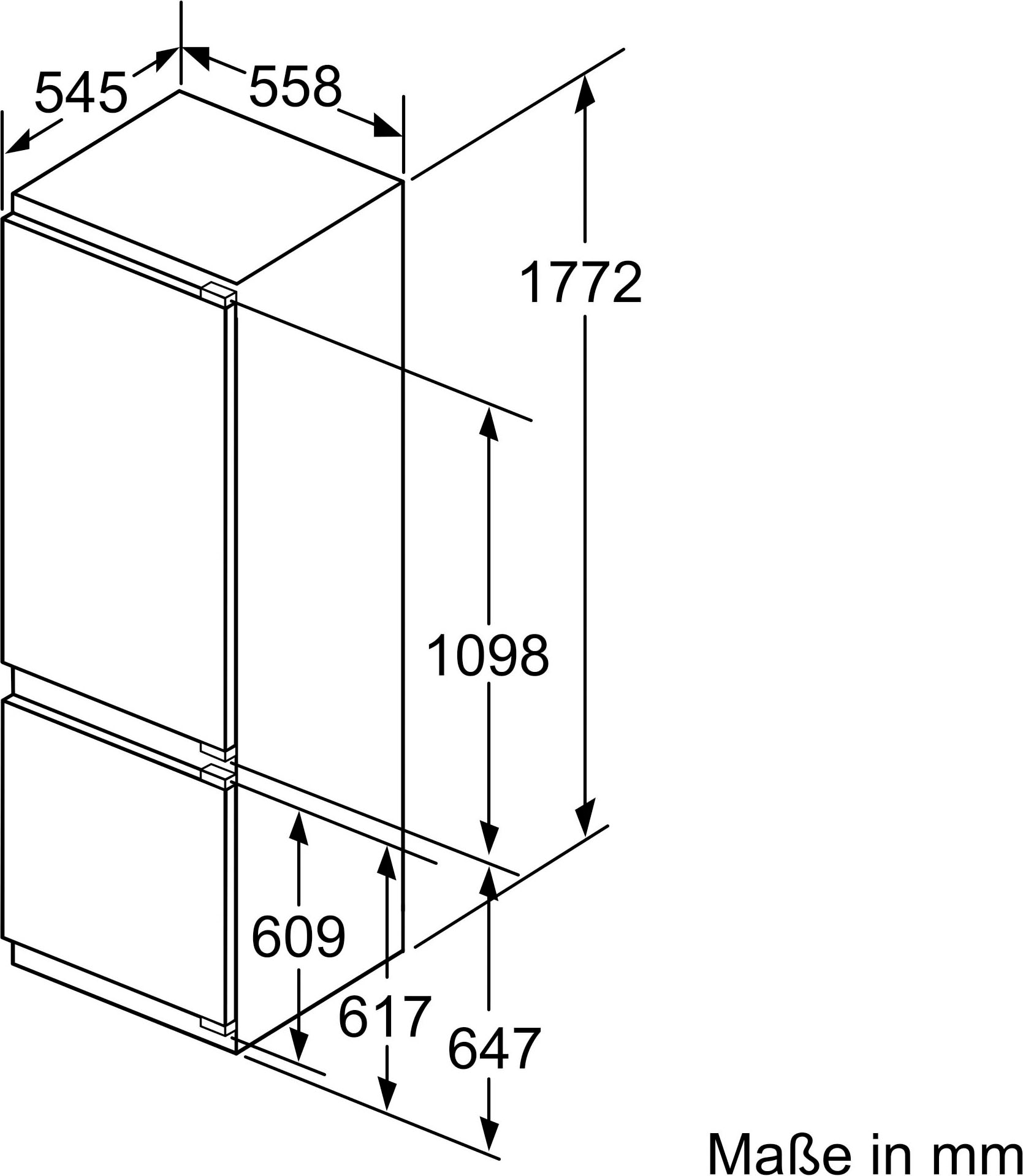 NEFF Einbaukühlgefrierkombination »KI6873FE0«, KI6873FE0, 177,2 cm hoch, 55,8 cm breit, Low Frost: geringere Eisbildung & schnelleres Abtauen