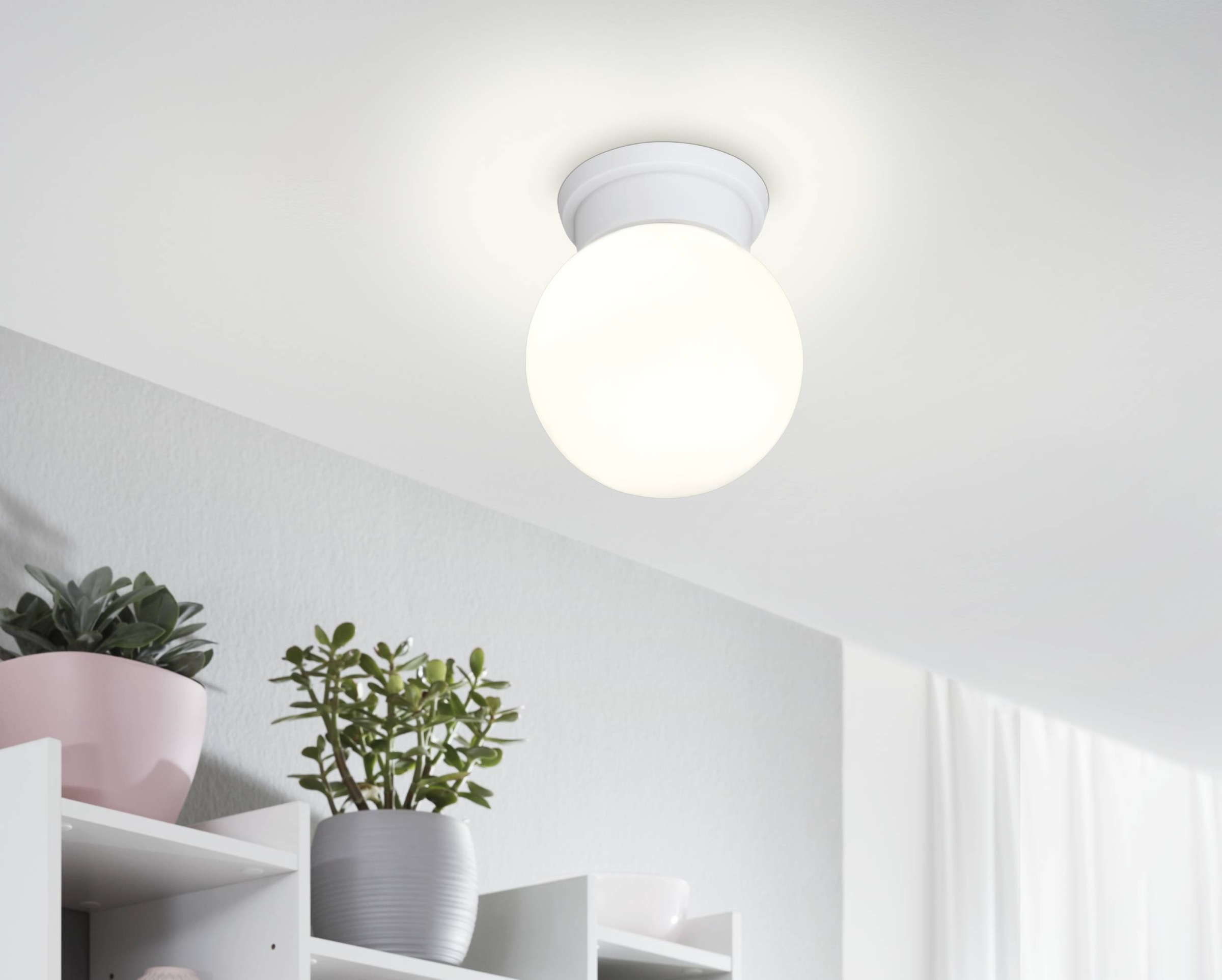 EGLO LED Deckenleuchte »DURELO Flurlampe, Bürolampe, modern, 1-flammig«, 1 flammig, Leuchtmittel E27 | ohne Leuchtmittel, Deckenleuchte modern, aus Kunststoff und Glas, Küchenlampe, Lampe, E27