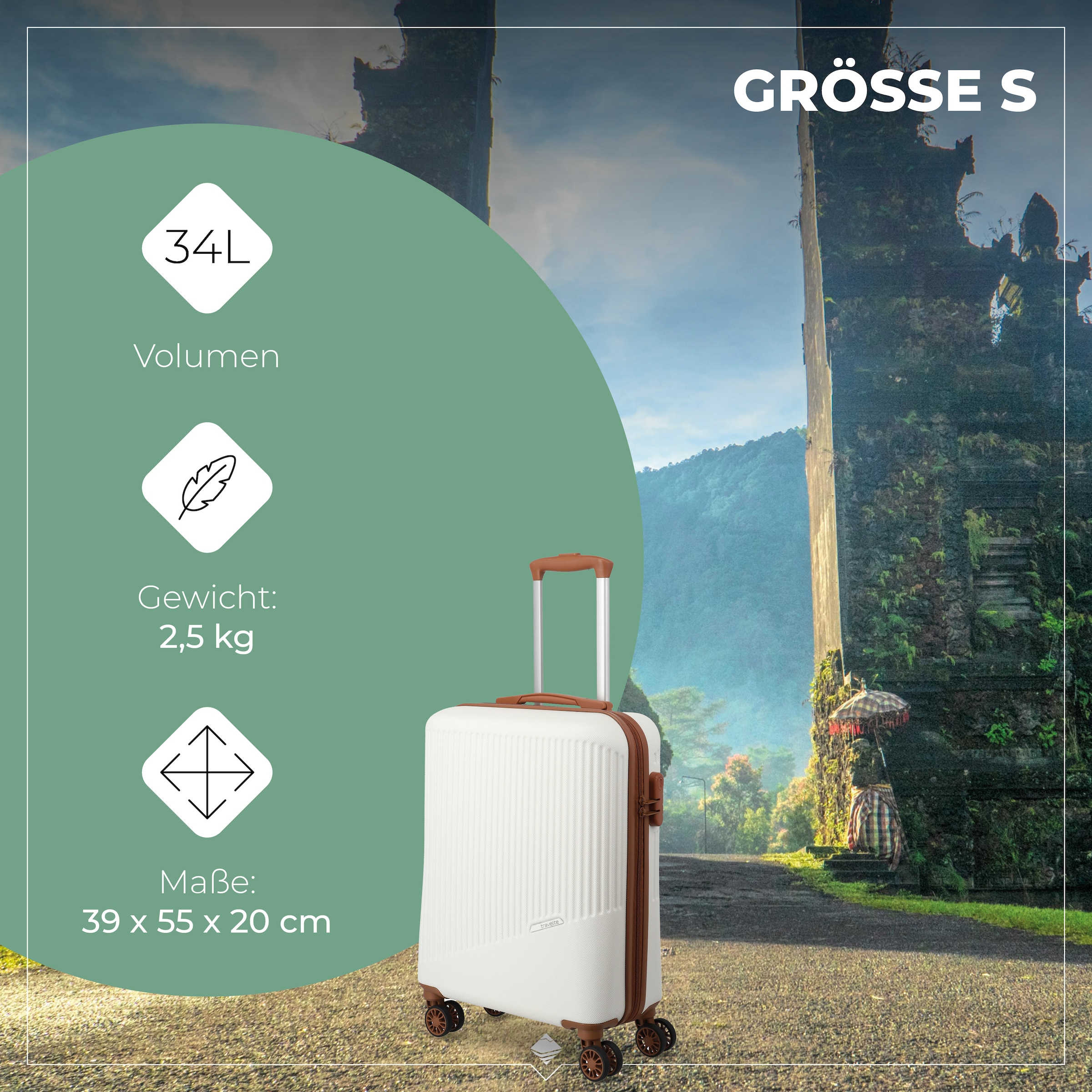 travelite Trolleyset »BALI 4w L/M/S«, (Set, 3 tlg., Hartschalen Trolley Set), Kofferset Reisegepäck Reisekoffer Hartschallenkoffer TSA Schloss