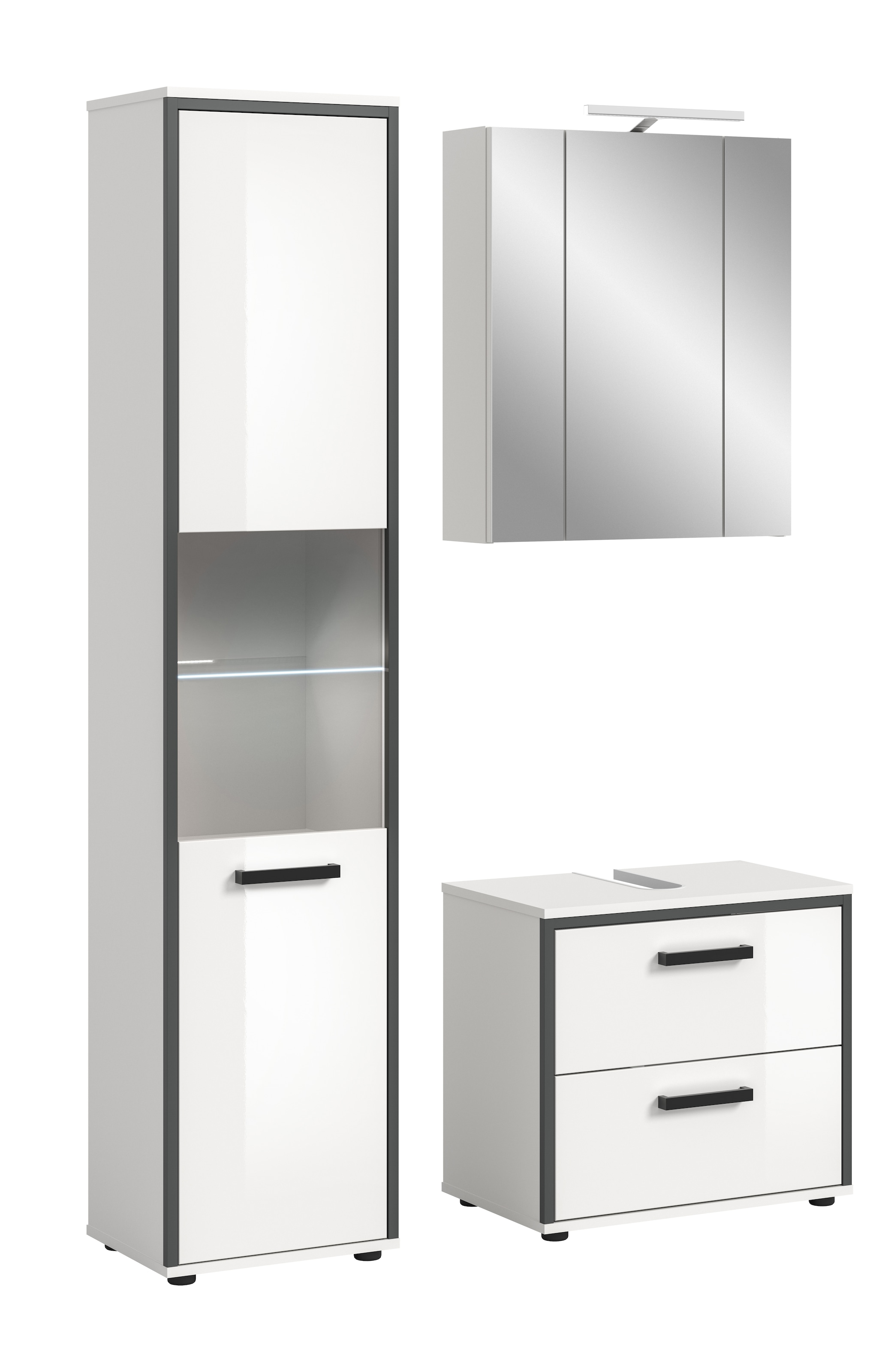 welltime Badmöbel-Set "KAJO, 3-tlg. Badkombination, weiß hochglanz, inkl. B günstig online kaufen