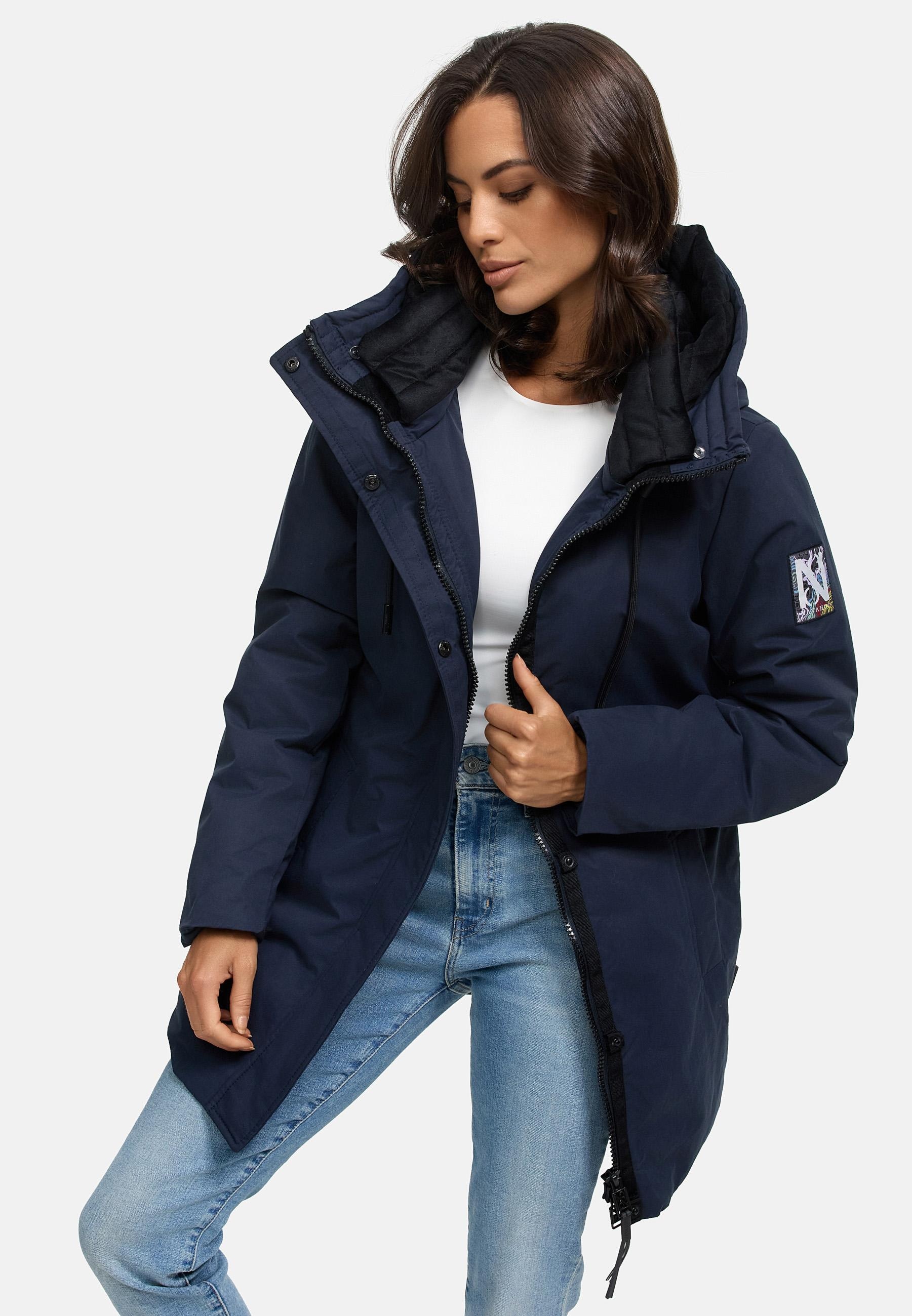 Navahoo Winterjacke »Eishauch 14«, mit Kapuze, Damen Winterparka mit Taillengürtel und Fleece-Kragen