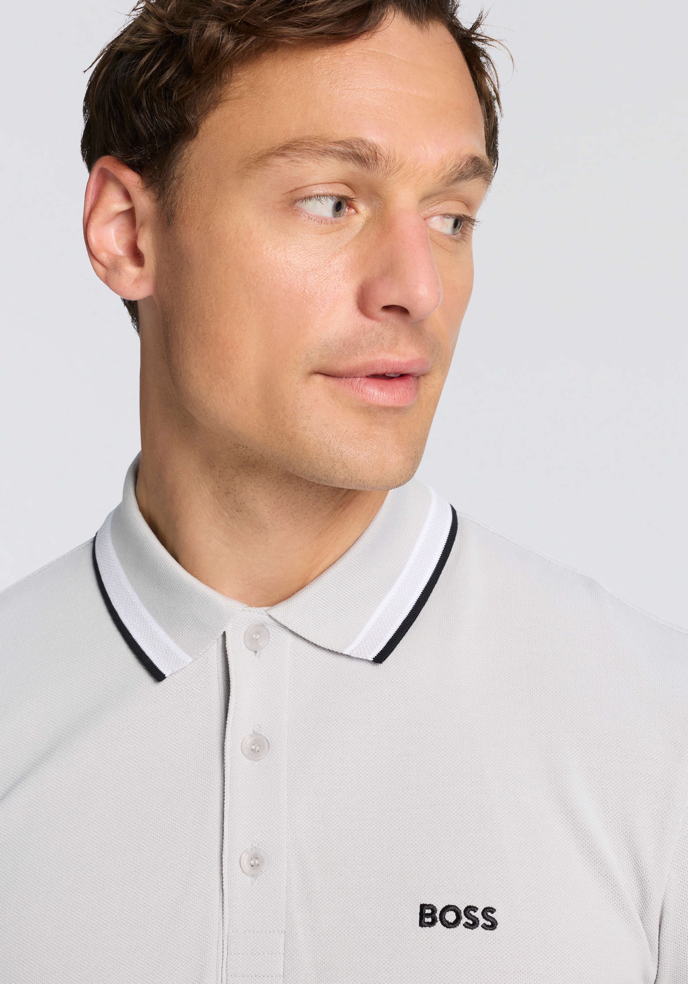 BOSS GREEN Poloshirt »Paddy« atmungsaktive Piqué-Webstruktur, Flachstrickkragen, gerader Schnitt