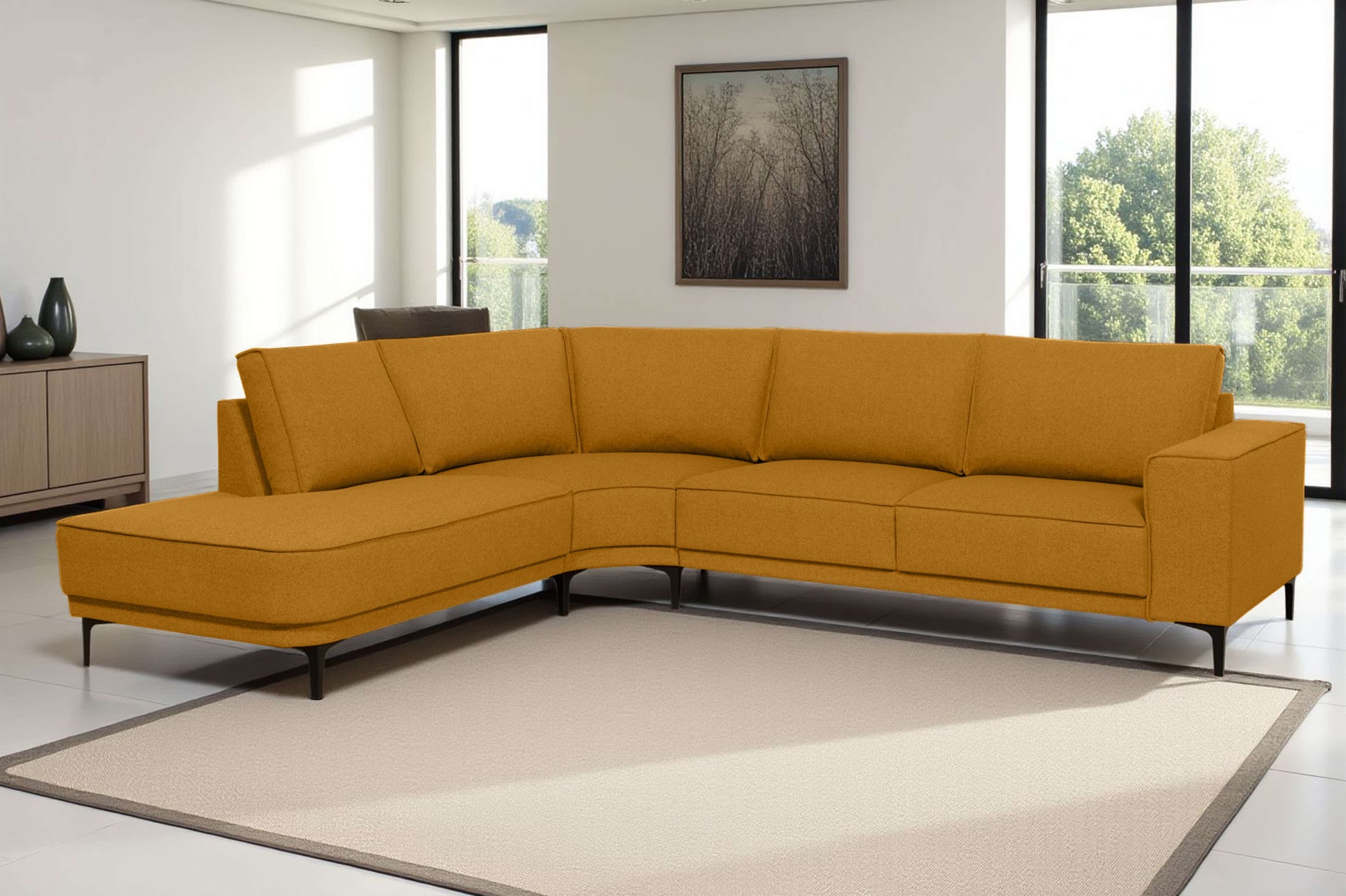 Places of Style Ecksofa »Casina«, mit abgerundeter Ottomane, in einem weichen Chenille-Stoff