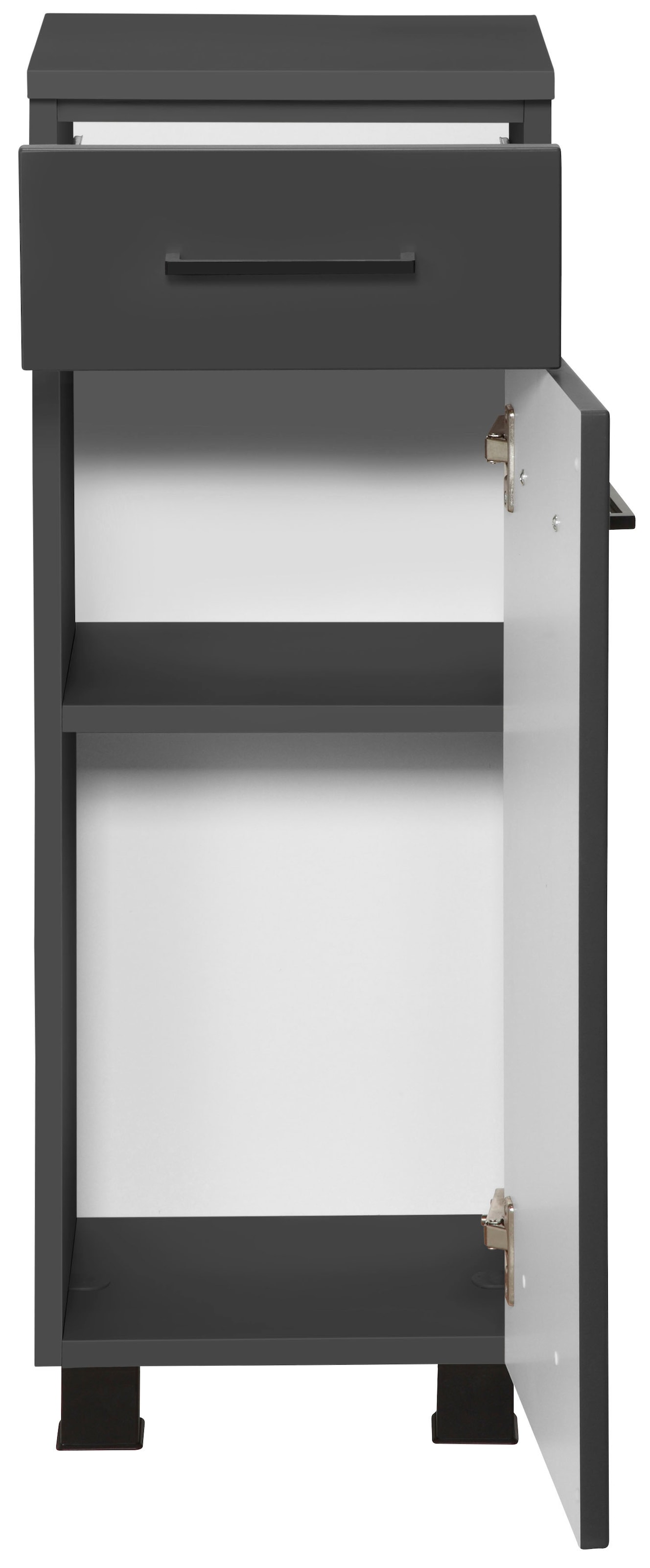 welltime Badmöbel-Set »"Trento", Badezimmer-Set, Hängeschrank, Unterschrank, Hochschrank«, (5 St.), Waschbeckenunterschrank, Spiegelschrank inkl. Aufbauleuchte