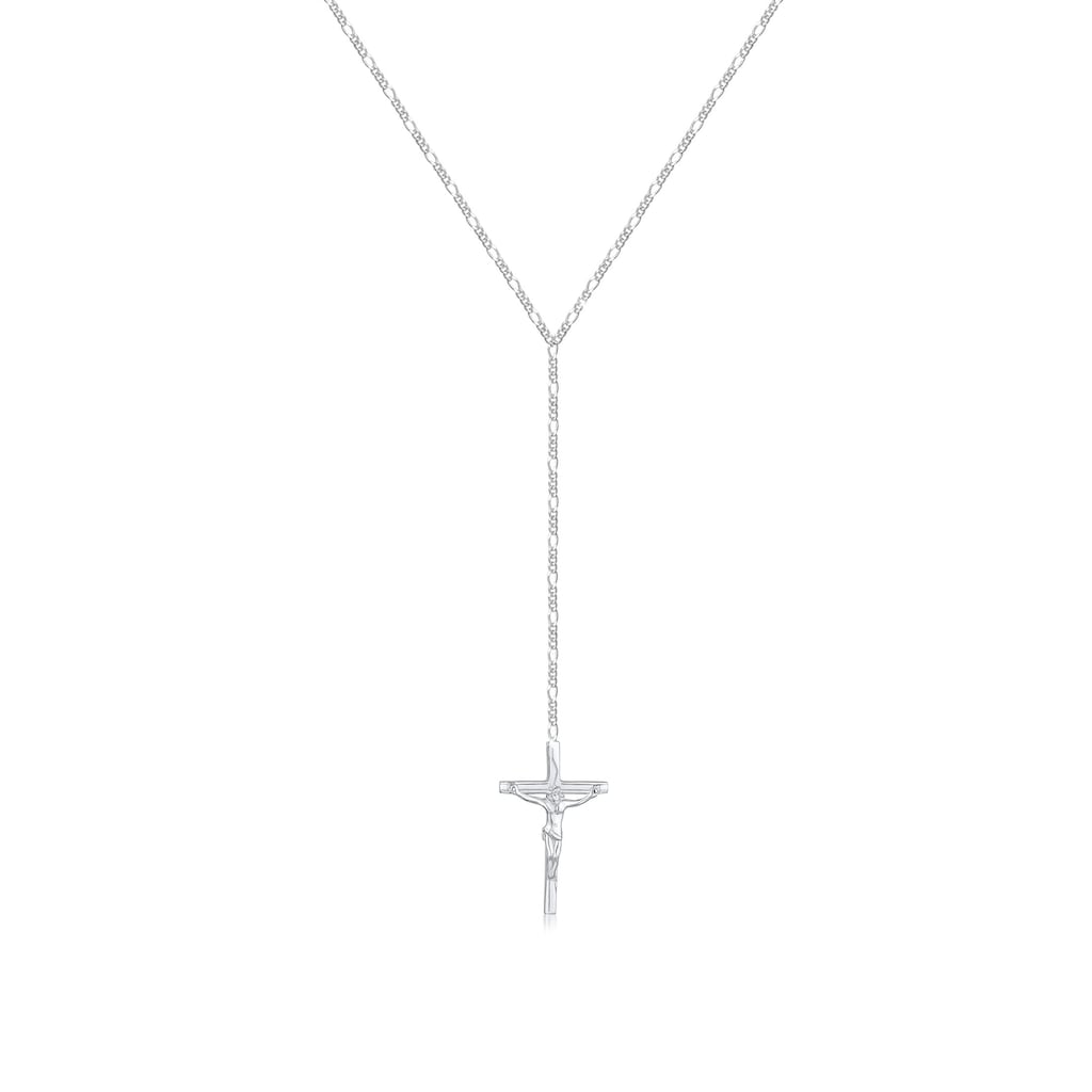 Elli Collierkettchen »by @lleennyyy Y-Kette Figarokette Kreuz 925 Silber«