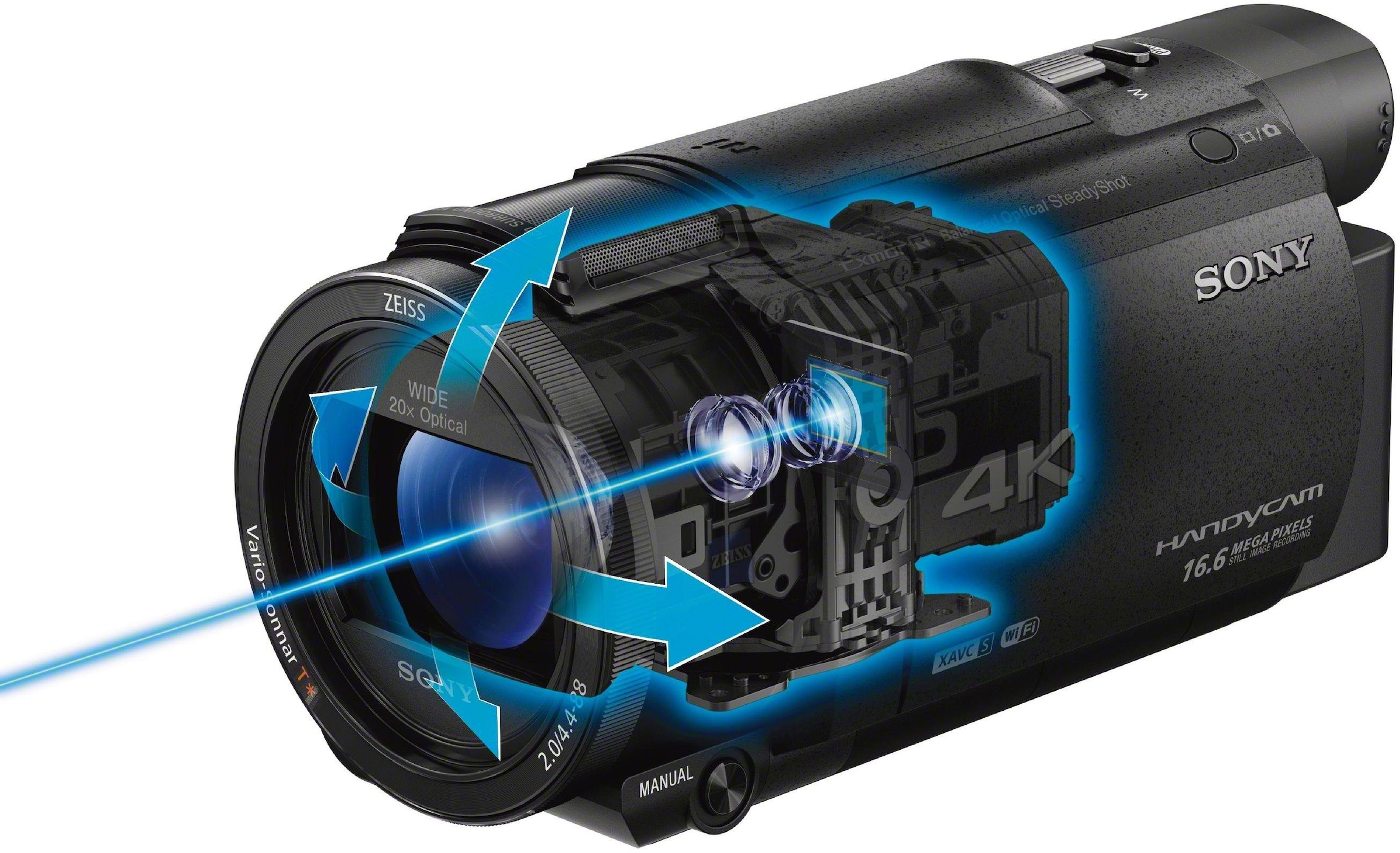 Sony Camcorder »FDRAX53VGPDI.EU«, 4K Ultra HD, NFC-WLAN (Wi-Fi), 20 fachx opt. Zoom, inkl. CG-60 Mikrofon & JOBY GorillaPod