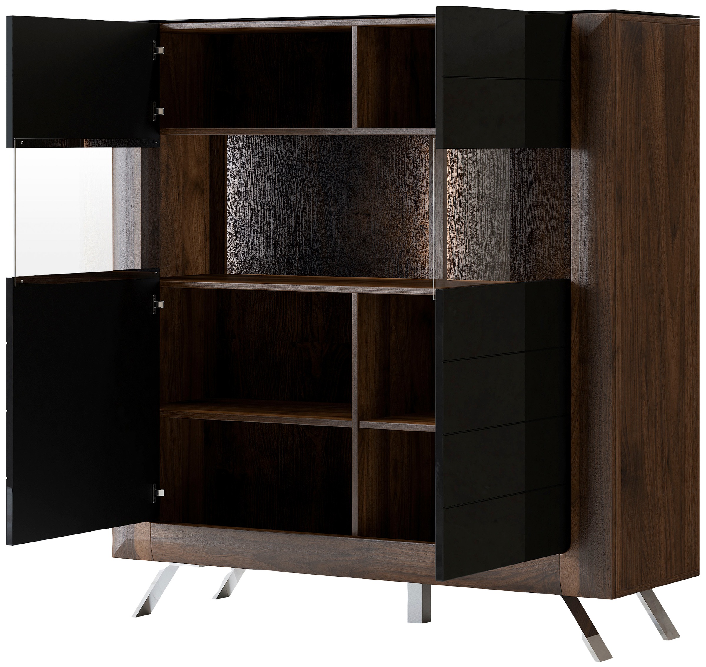 Leonique Highboard »Kasai«, Höhe 136,5 cm, 2 Türen mit Glaseinsatz