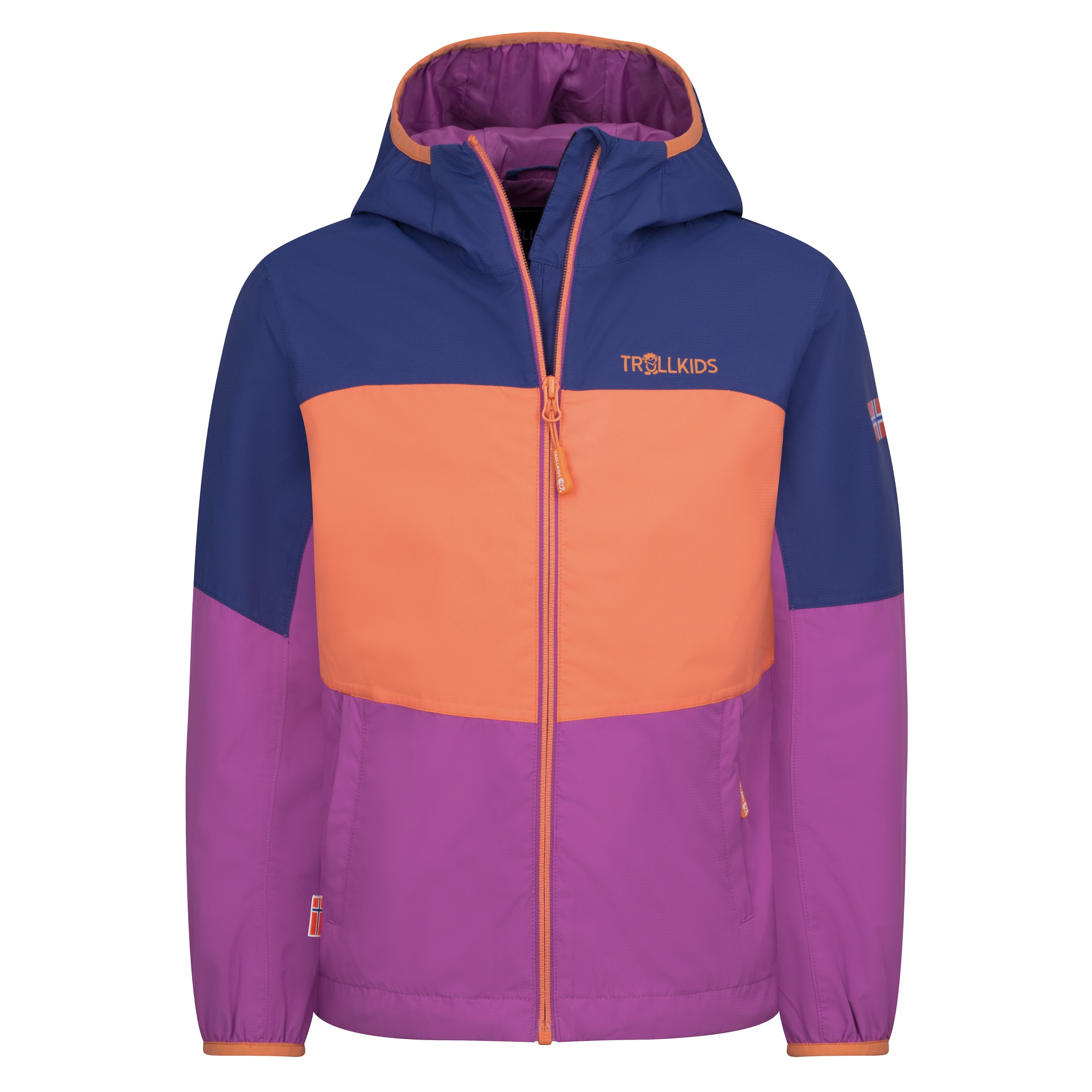 TROLLKIDS Kinder Regenjacke "KIDS BJORDAL JACKET"violet blau, papaya, mallow pink, Gr. 140, Obermaterial: 100% Polyester. Futter: 100% Polyester,