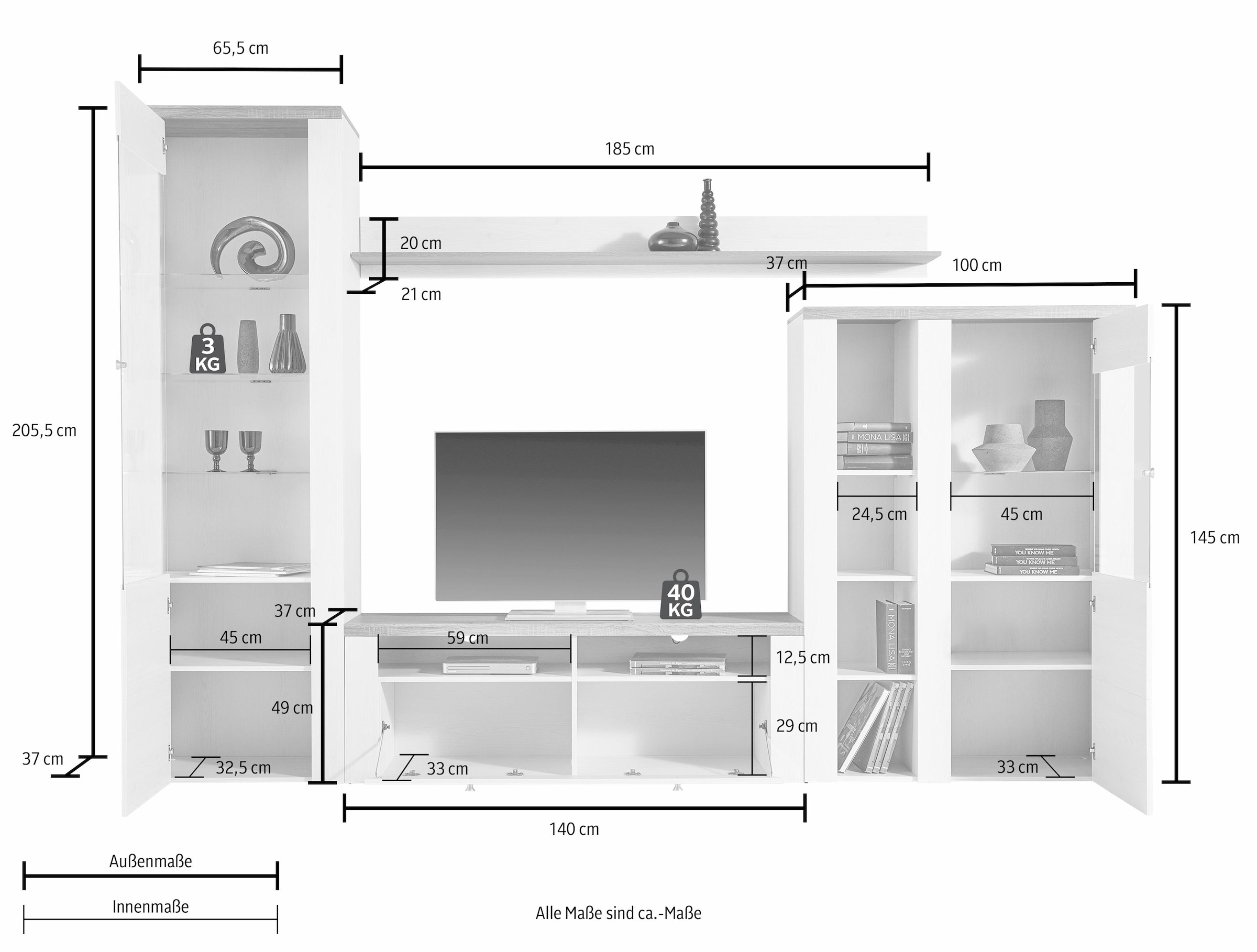 (Set, 4 Wohnwand BAUR St.) | Helvetia »Larona«,