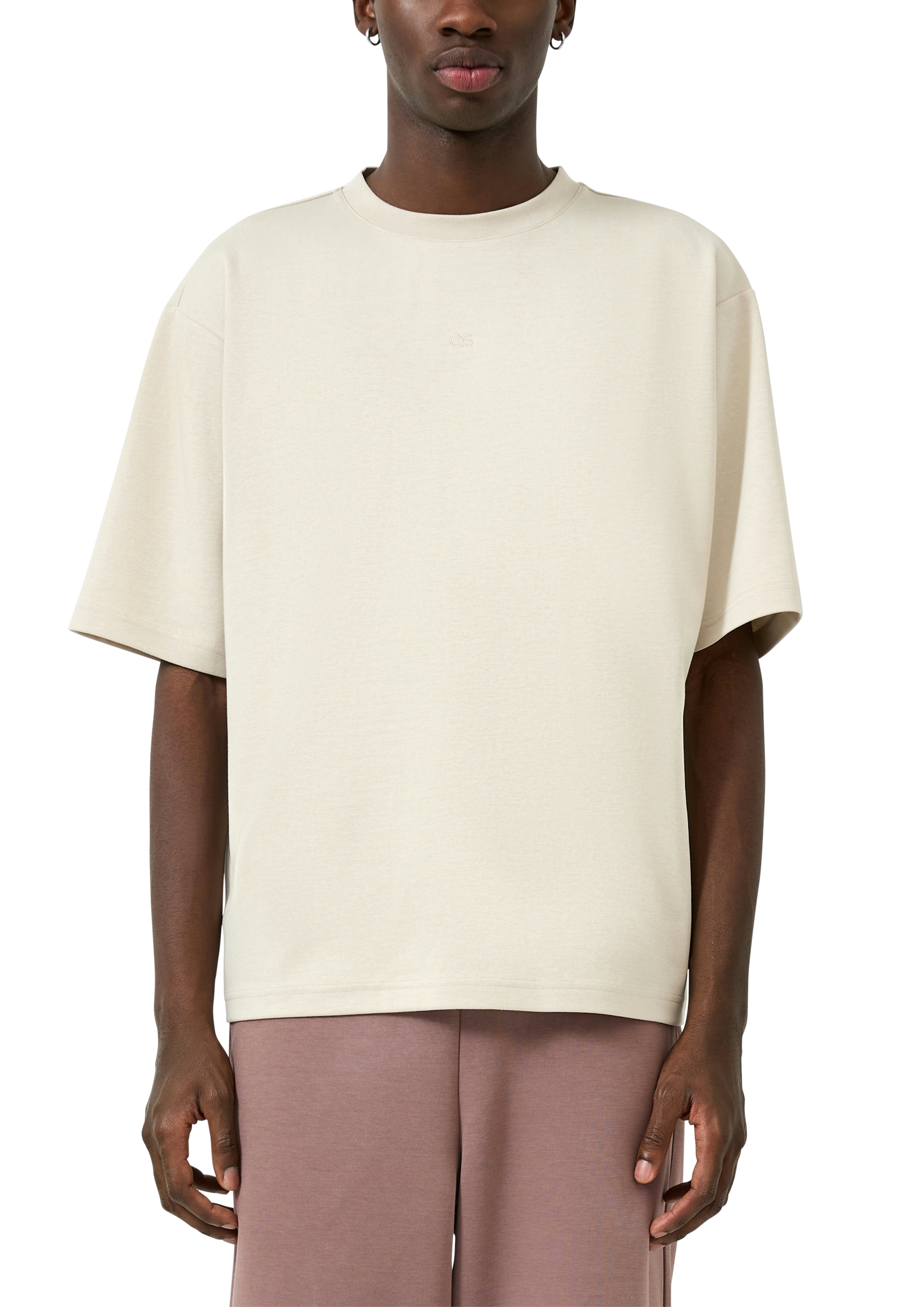QS Kurzarmshirt mit kleiner Logo-Stickerei
