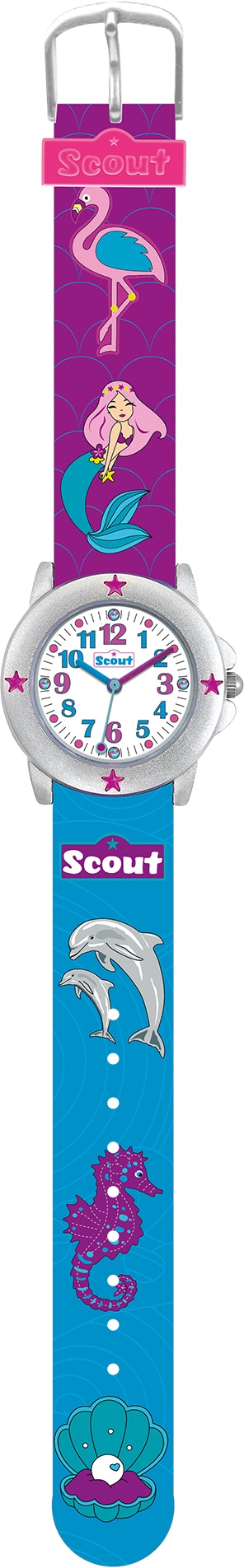 Scout Quarzuhr »Star Kids, 280393023«, Muschel-Delphin-,Meerjungfraumotiv, ideal auch als Geschenk
