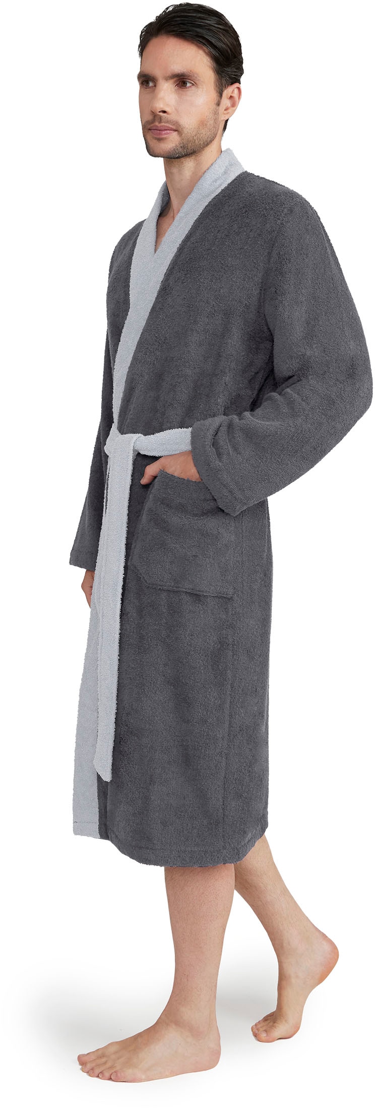 Möve Unisex-Bademantel »Superwuschel Kimono mit Blende«, (1 St.), ideal für Sauna & Spa, Hotelbademantel