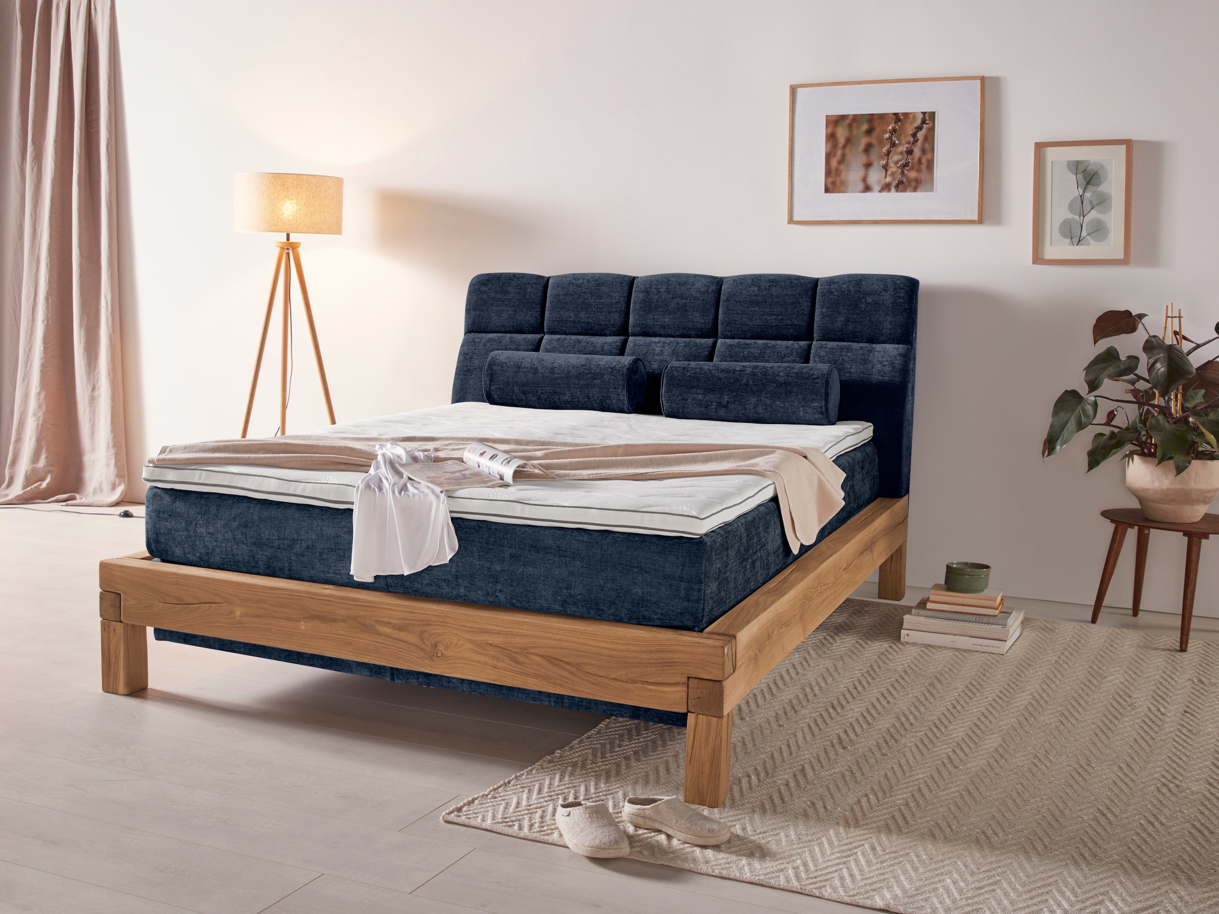 Home affaire Boxspringbett "Villads" Liegefläche: 160/200 cm aus Balkeneiche, Inside-Boxspring-Unterbau