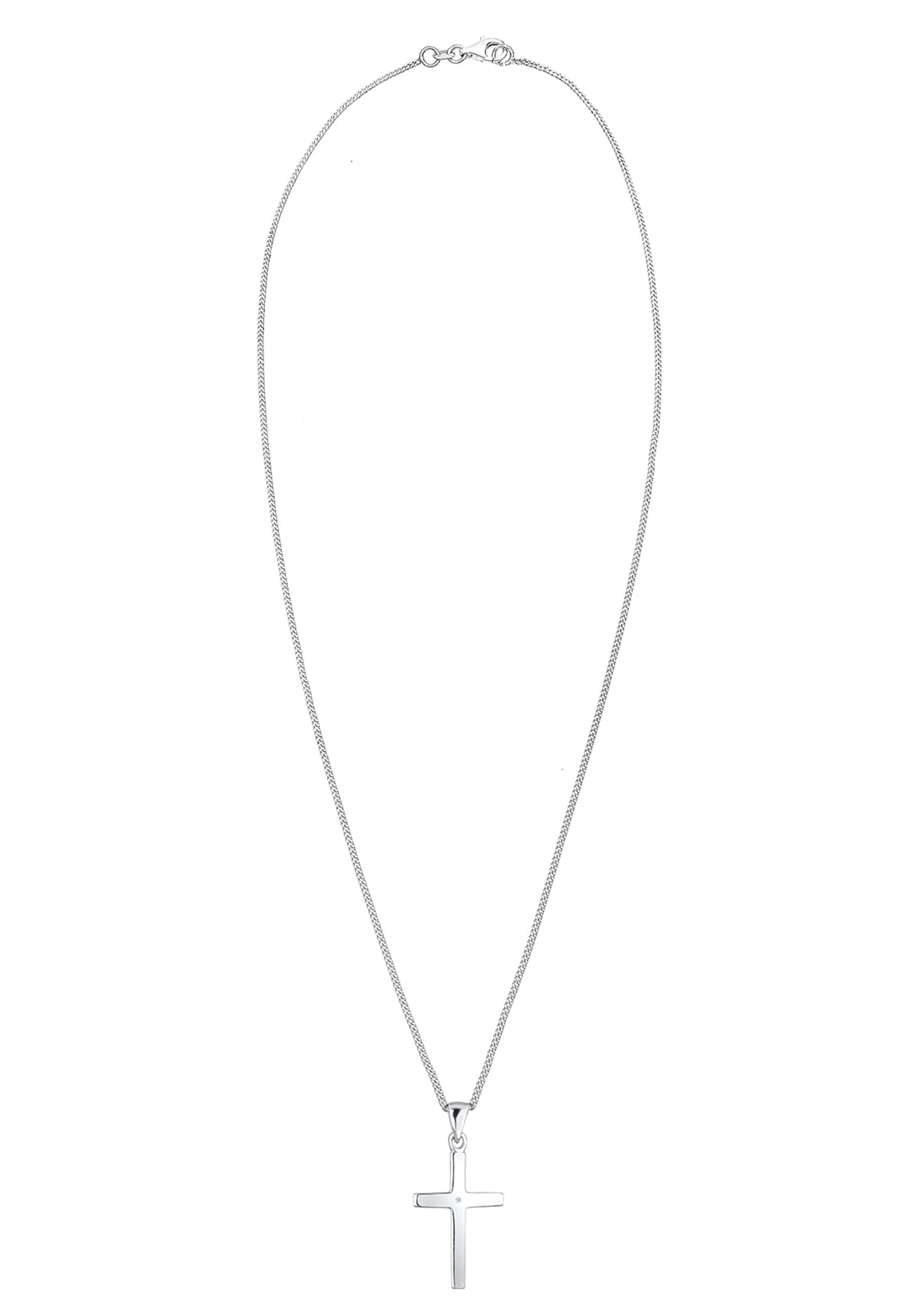 Elli DIAMONDS Collierkettchen »Kreuz Glaube Diamant (0.005 ct) Basic 925 Silber«