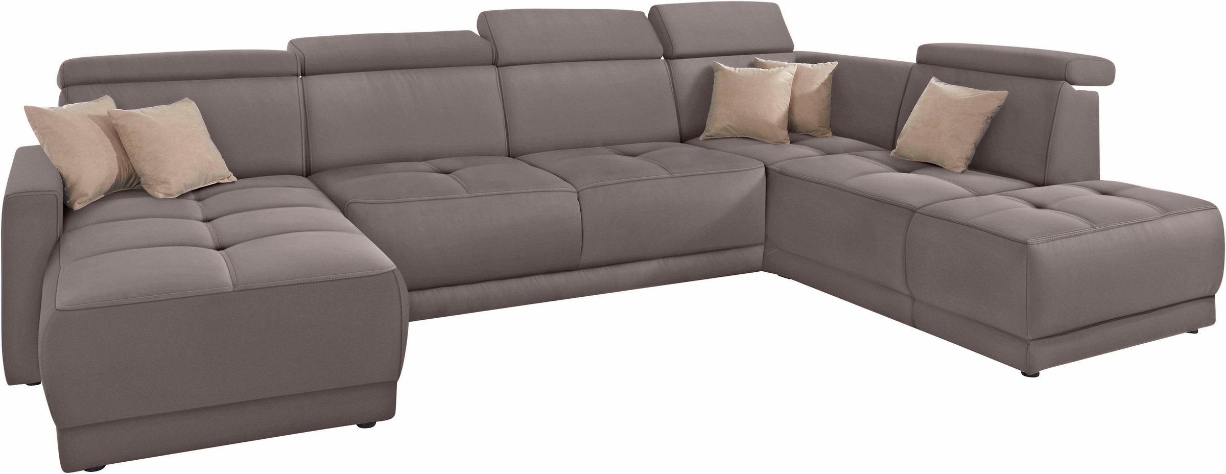 DOMO collection Wohnlandschaft »Ava moderne Sitzheftung mit toller Doppelnaht, komfortabel, U-Form«, mit Federkern, wahlweise mit Kopfteilverstellungen