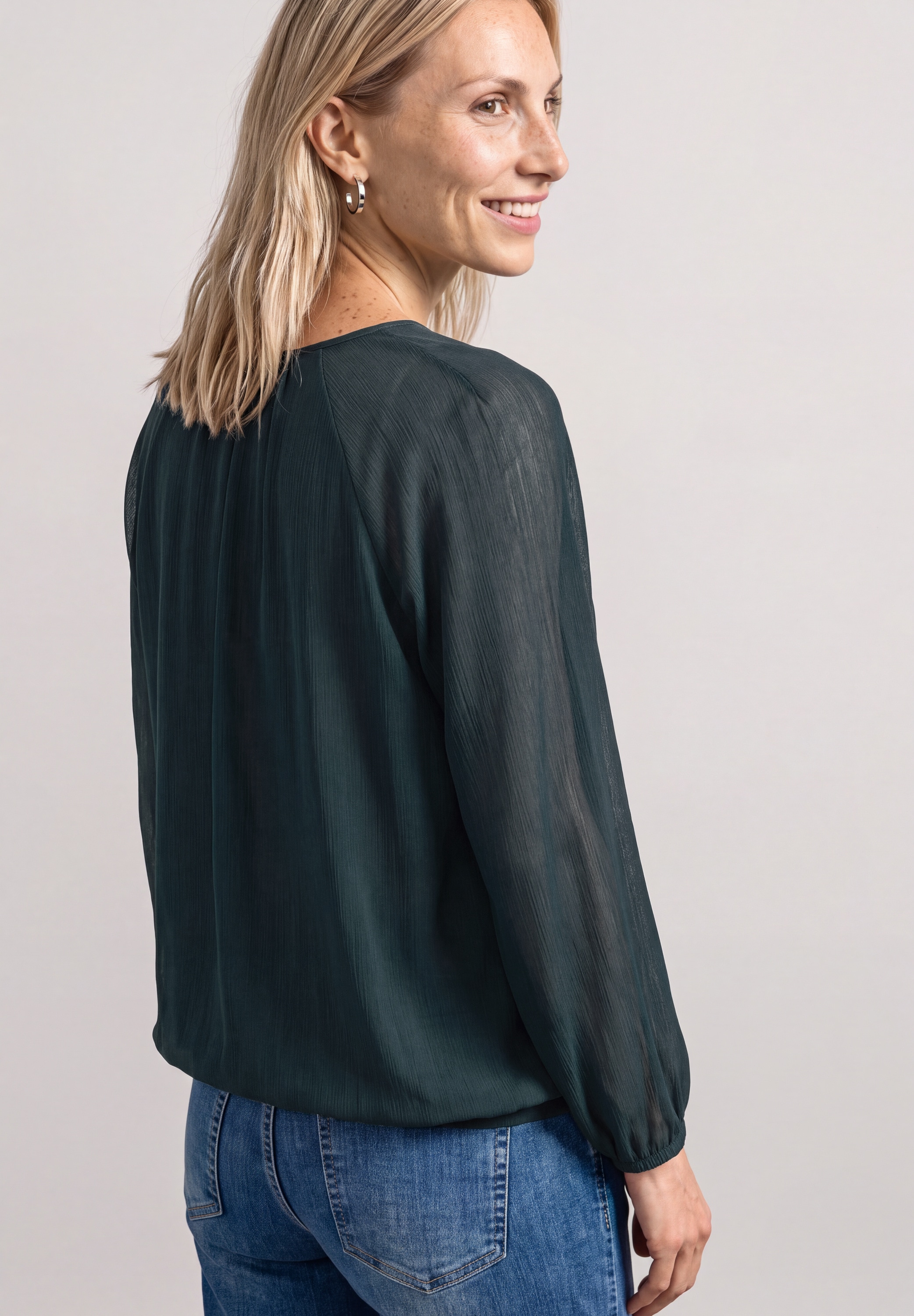 STREET ONE Langarmbluse mit Chiffon-Layer