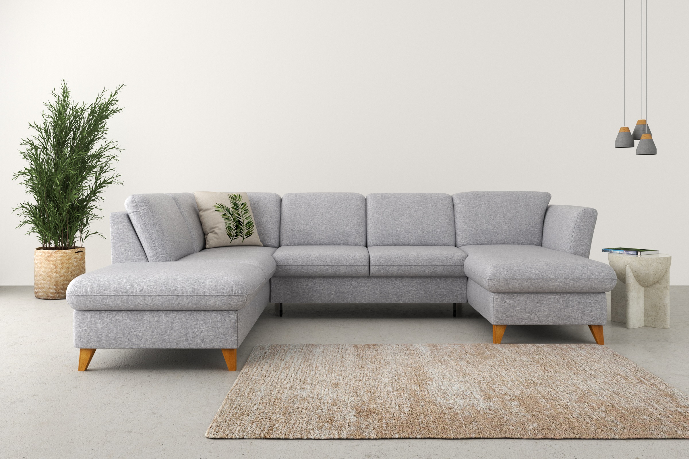Home affaire Wohnlandschaft »Trelleborg U-Form«, Federkern-Polsterung, wahlweise mit Bettfunktion und Stauraum
