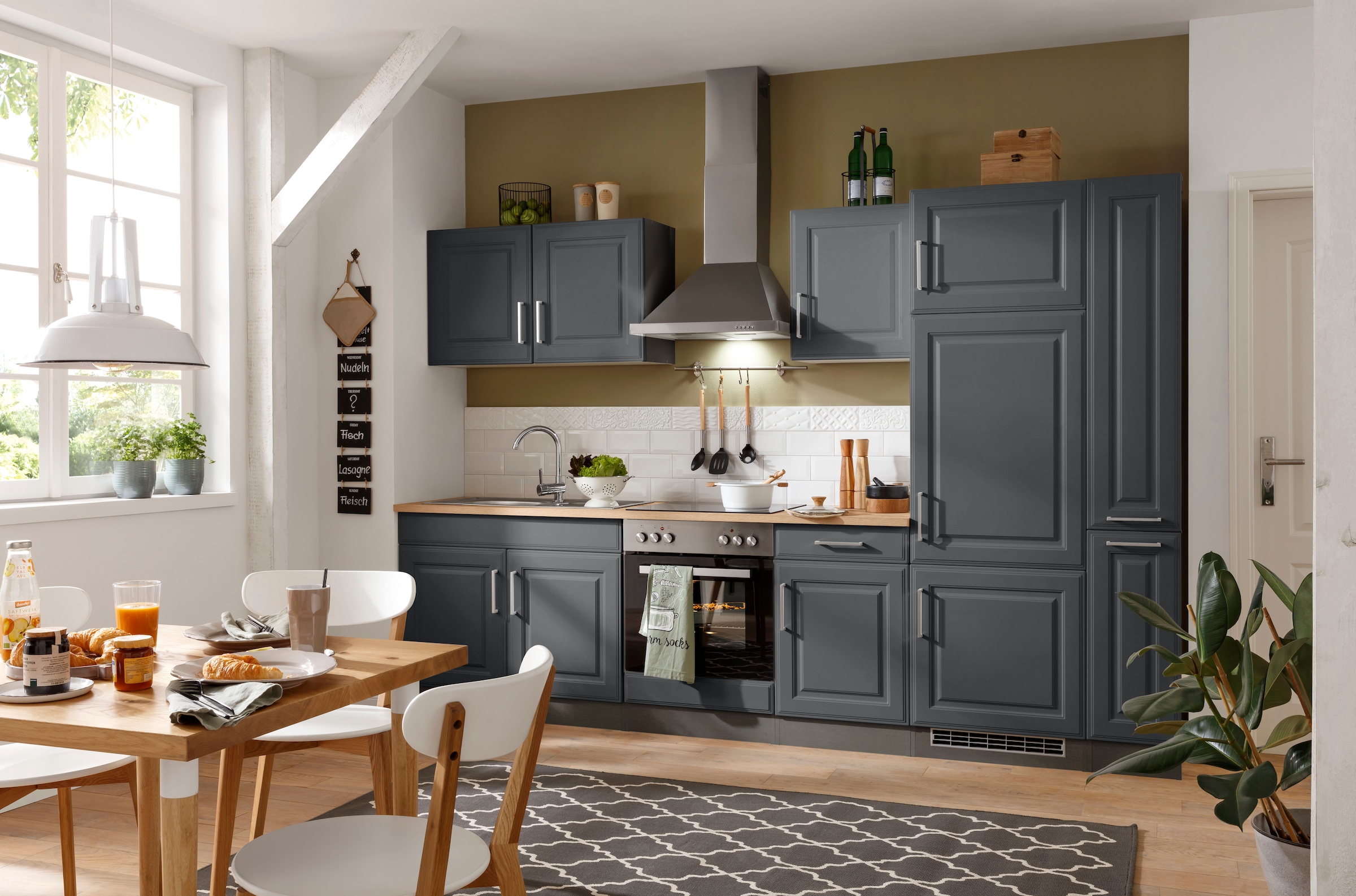KOCHSTATION Küchenzeile »KS-Stockholm« Breite 300 cm, mit hochwertigen MDF Fronten im Landhaus-Stil