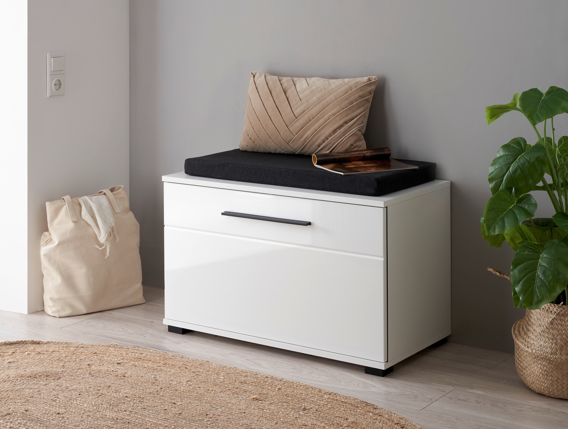 Home affaire Polsterbank »Cantara, Garderobenbank mit Klappe, Sitzbank in zwei Farben« 2 Stk. tlg. inkl. Sitzkissen, Platz für ca. 6 Paar Schuhe, 80 cm breit