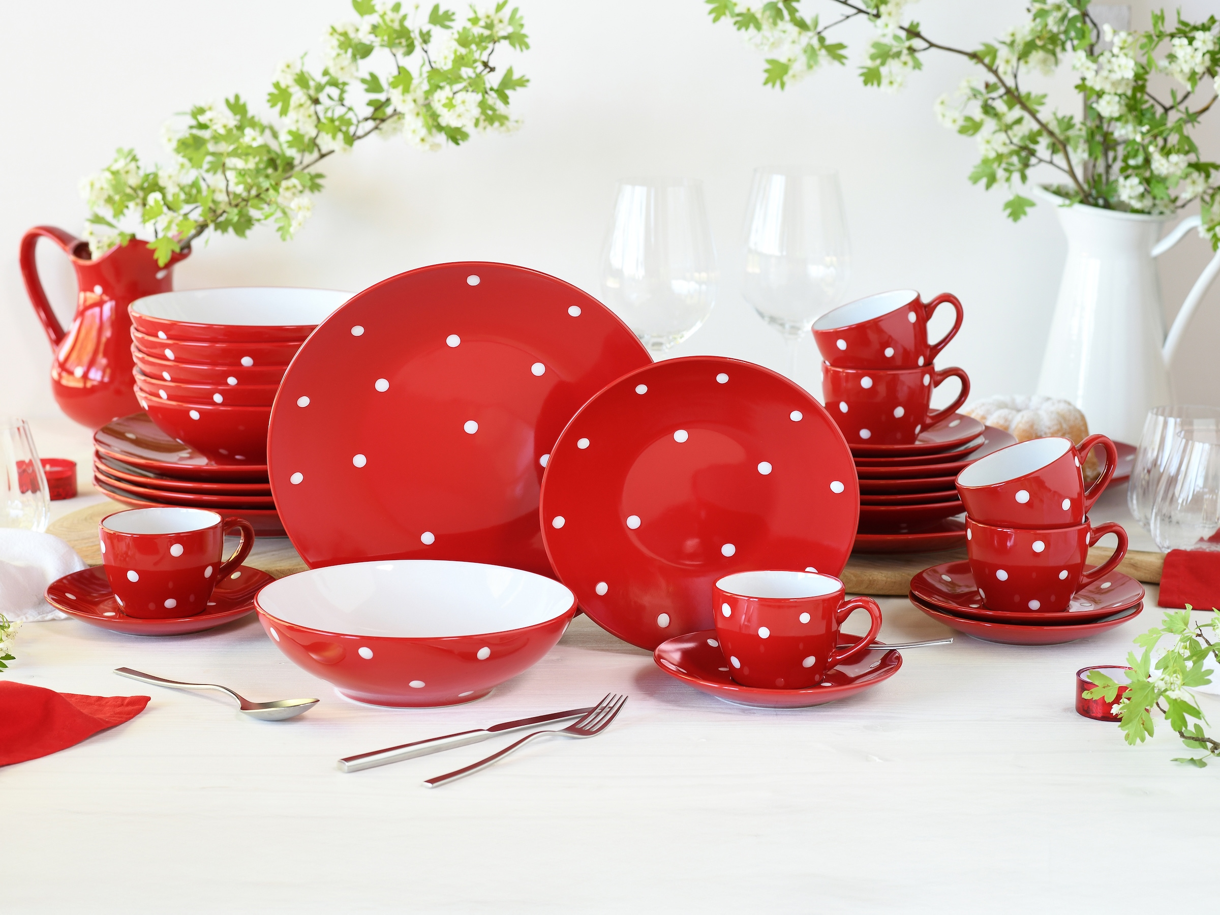 CreaTable Kaffeeservice »Polka Dots, Service 18-tlg.« Fröhliche Farbgebung, Polka Dots