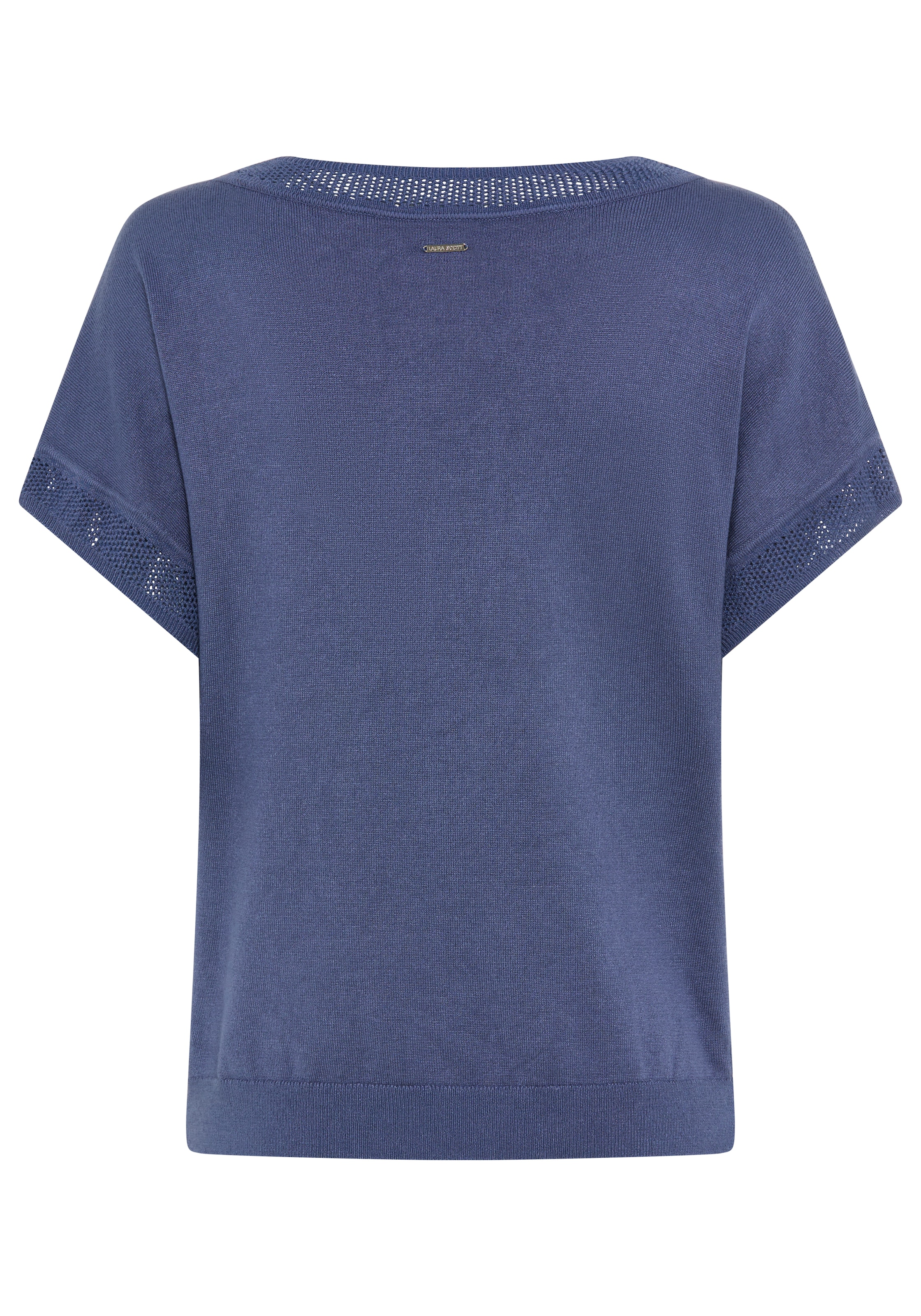 Laura Scott Kurzarmpullover »im sommerlichen Tshirt Schnitt« mit dezentem Ajourmuster als Ausschnitt-Detail