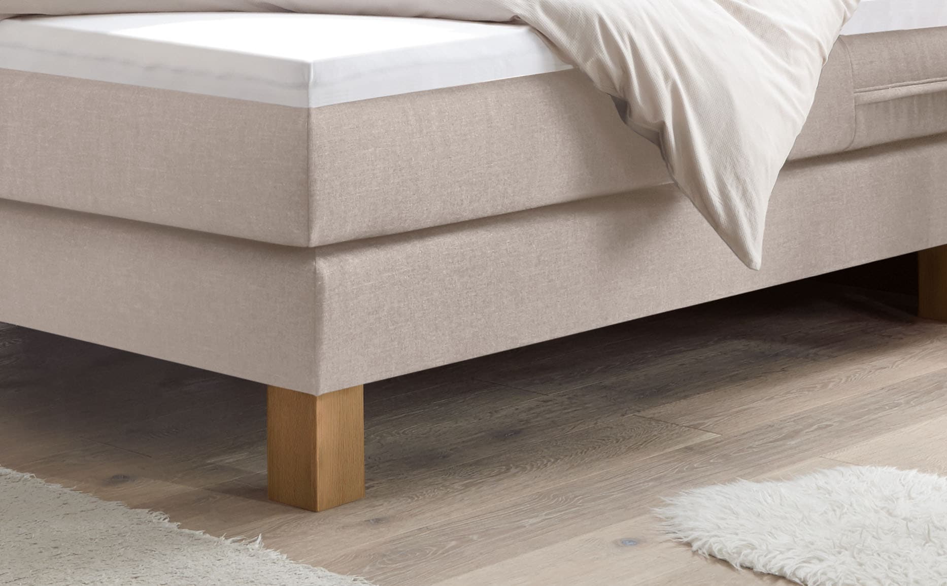 HASENA Boxspringbett »Cottage« mit gepolstertem Kopfteil, Kopfteilrahmen und Füsse aus massiver Eiche