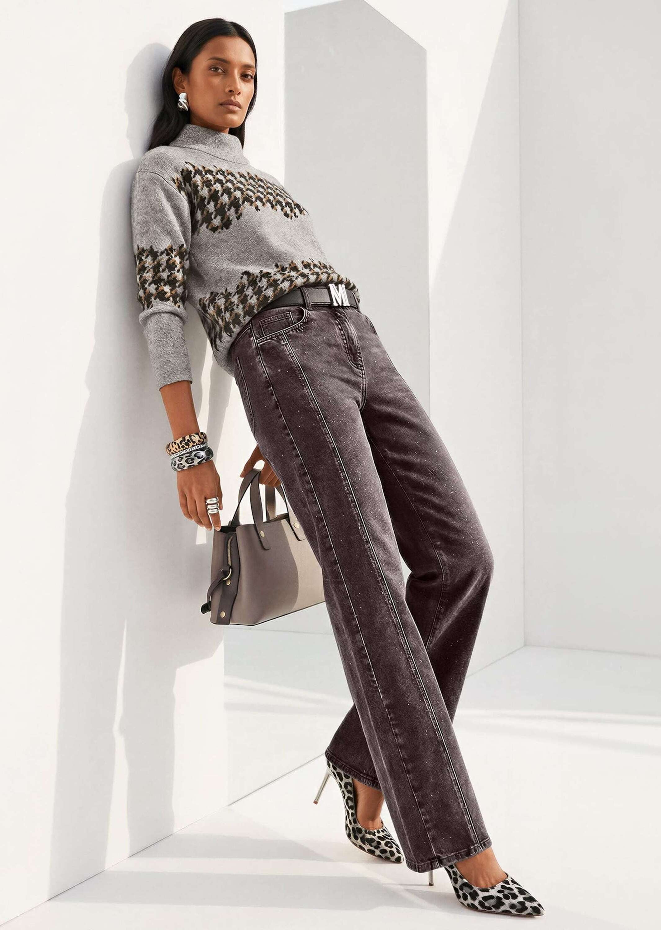 MADELEINE Regular-fit-Jeans »Hose Wide-Leg-Jeans mit Glitzer-Effekt«