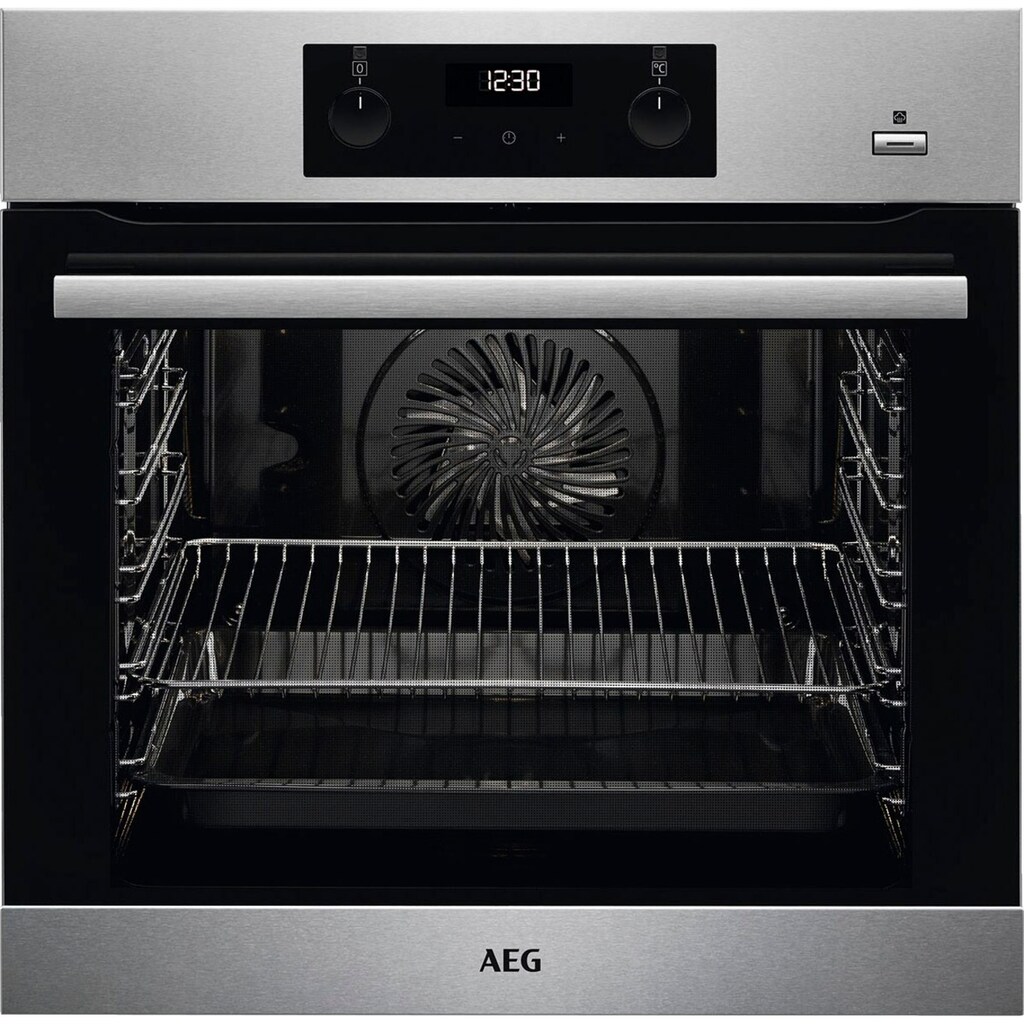 AEG Einbaubackofen »BCO35502BA«, BEB355020M, mit Backauszug, Aqua-Reinigungsfunktion