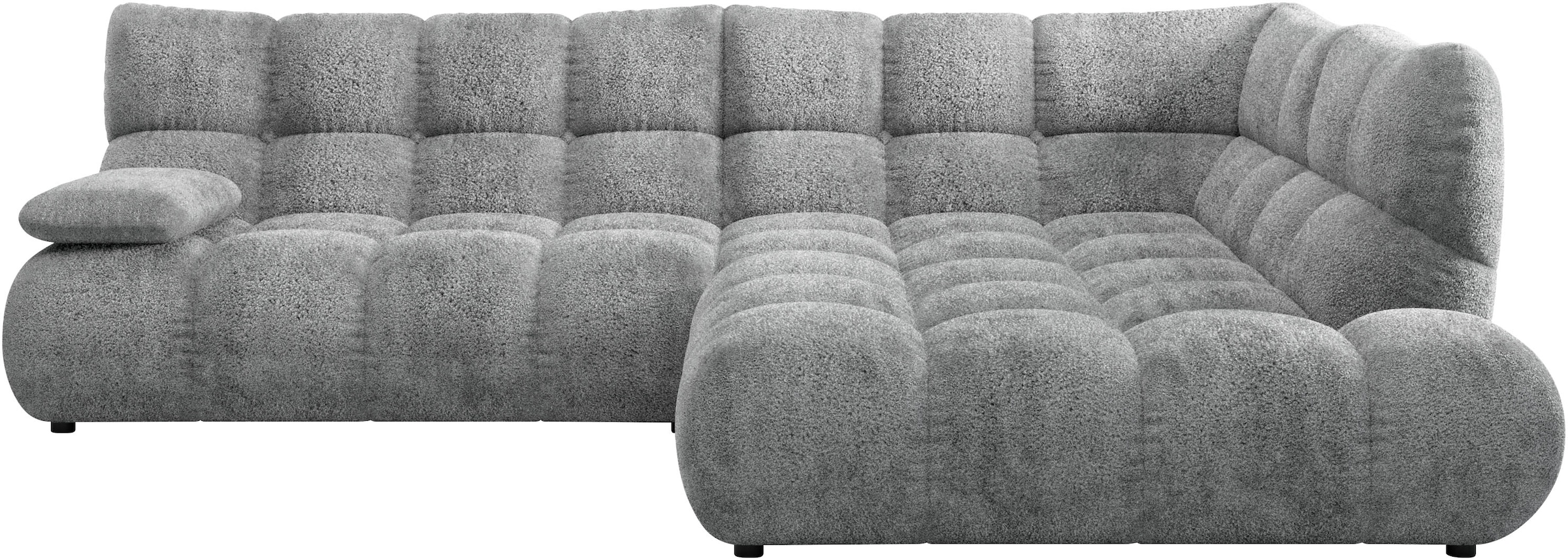 Home affaire Ecksofa "Cozy Bubble, mit klappbarer Armlehne, Breite 289 cm" mit eleganter Steppung, Rundumbezug & weicher Polsterung