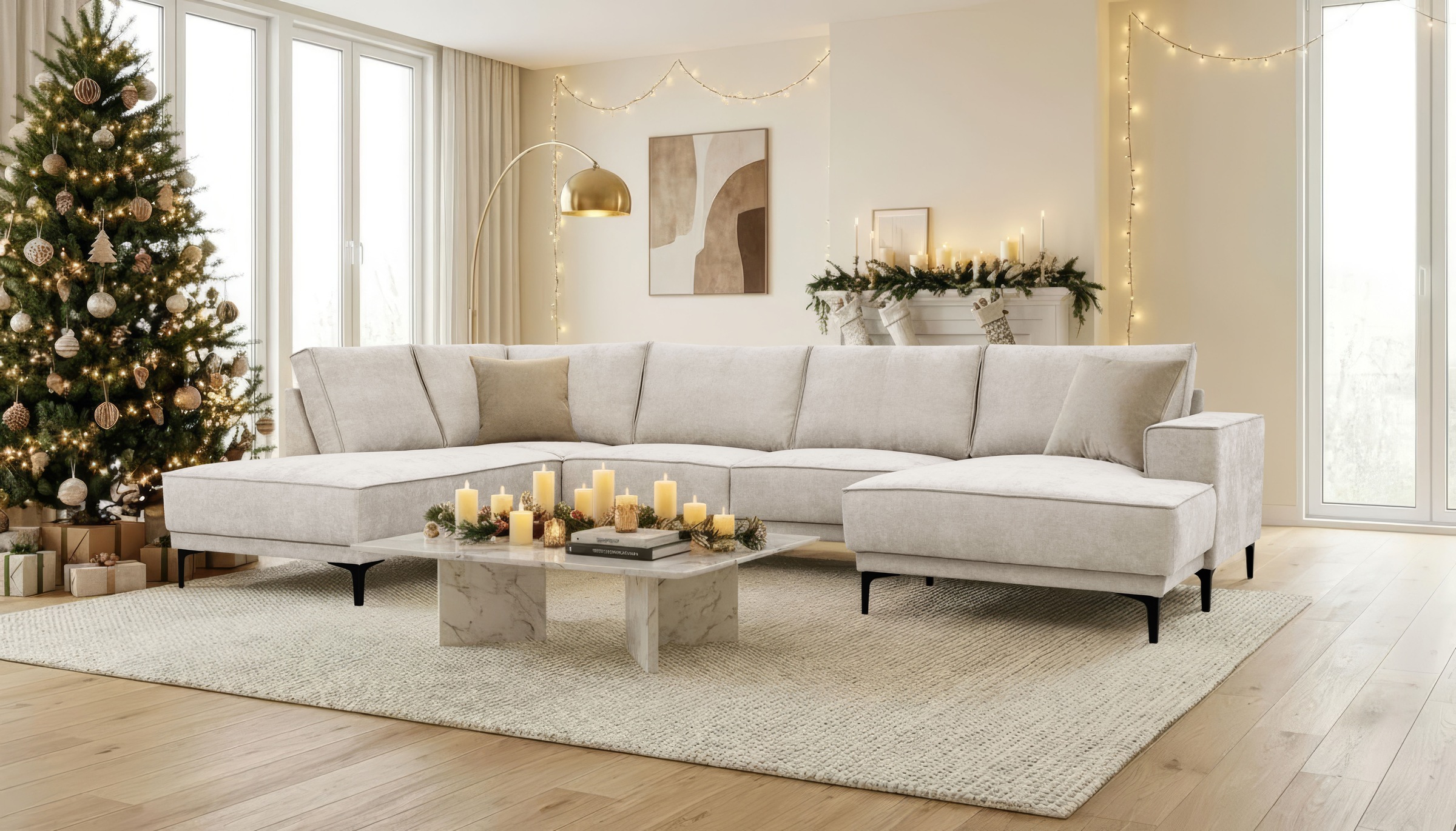 OTTO home Wohnlandschaft "XXL Sofa Oland, Struktur, Flachgewebe, Luxus-Micr günstig online kaufen