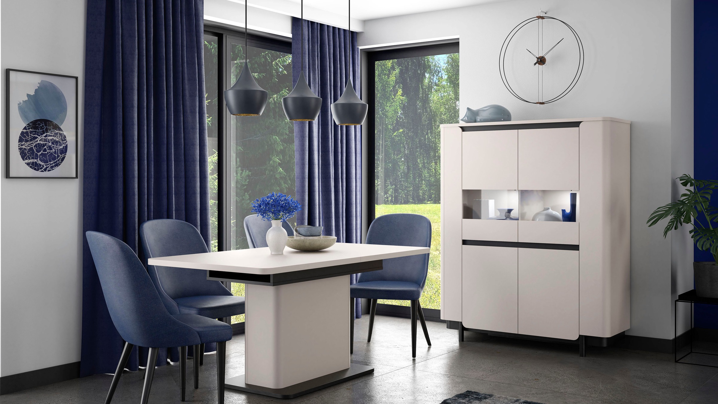 FORTE Vitrine »Vodol«, Highboard, Glatüren, abgerundete Kanten