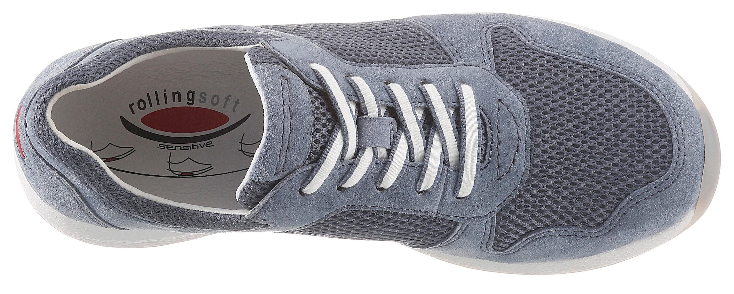 Gabor Rollingsoft Keilsneaker, Freizeitschuh, Halbschuh, Schnürschuh im sommerlichem Materialmix