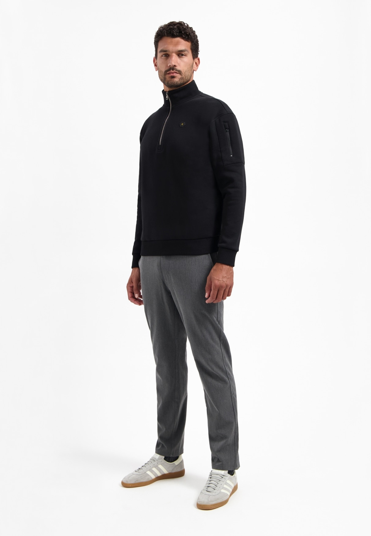 NO EXCESS Sweater »No Excess Half-Zip-Pullover Sweater Half Zip Brushed«
