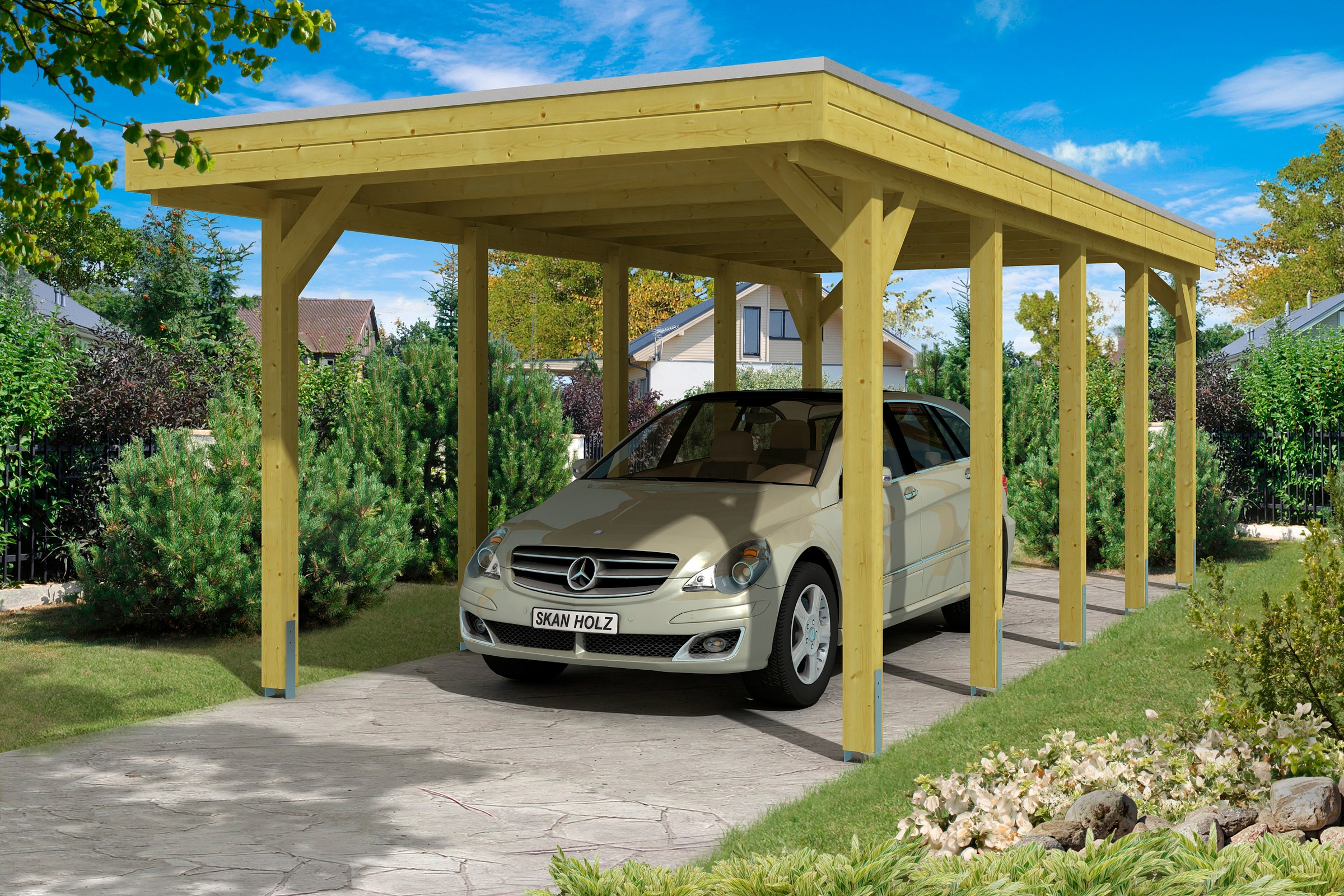 Skanholz Einzelcarport "Friesland", Holz, 270 cm, grün