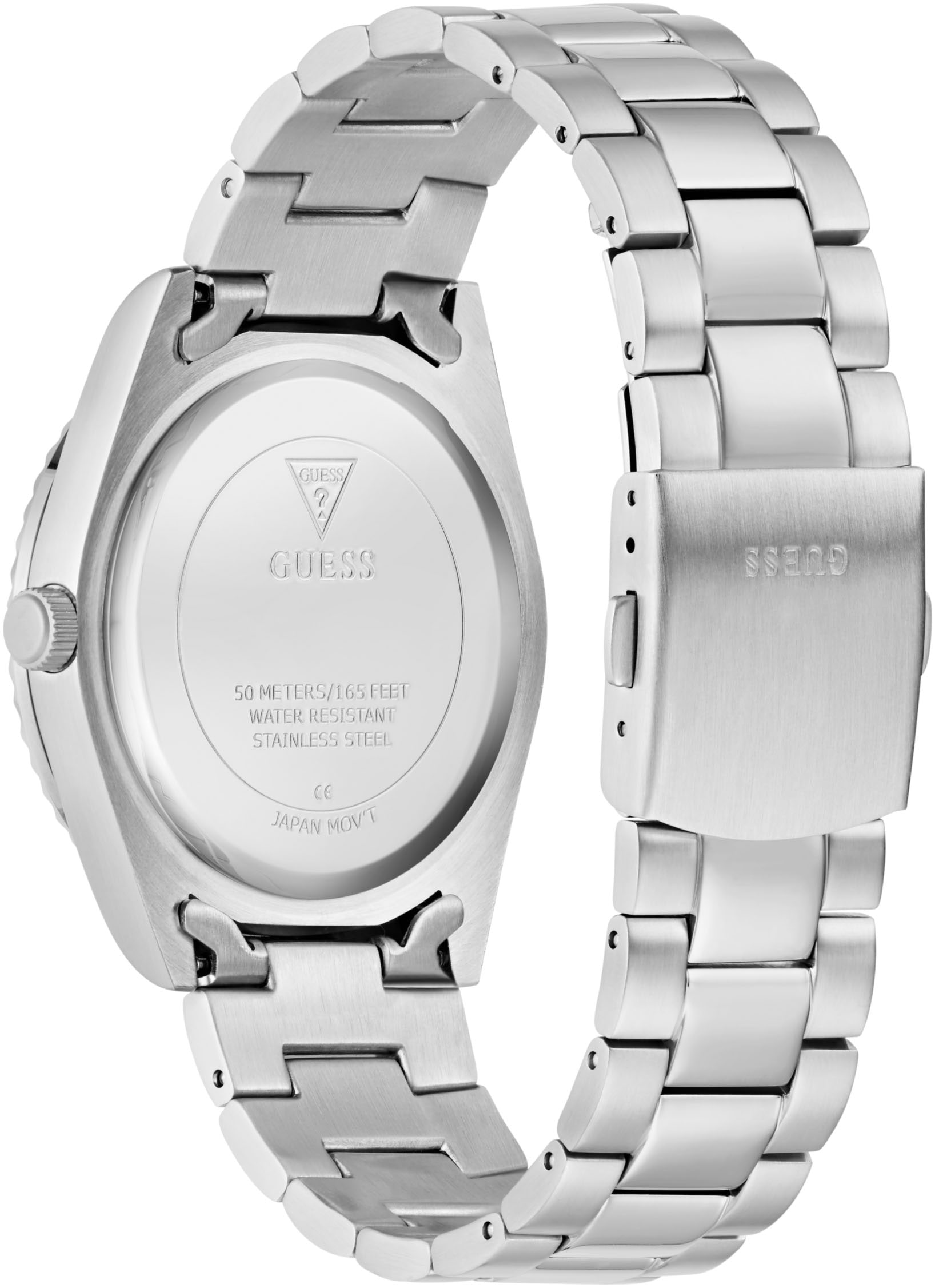 Guess Quarzuhr »CONNOISSEUR«, Armbanduhr, Herrenuhr, Edelstahlarmband, analog