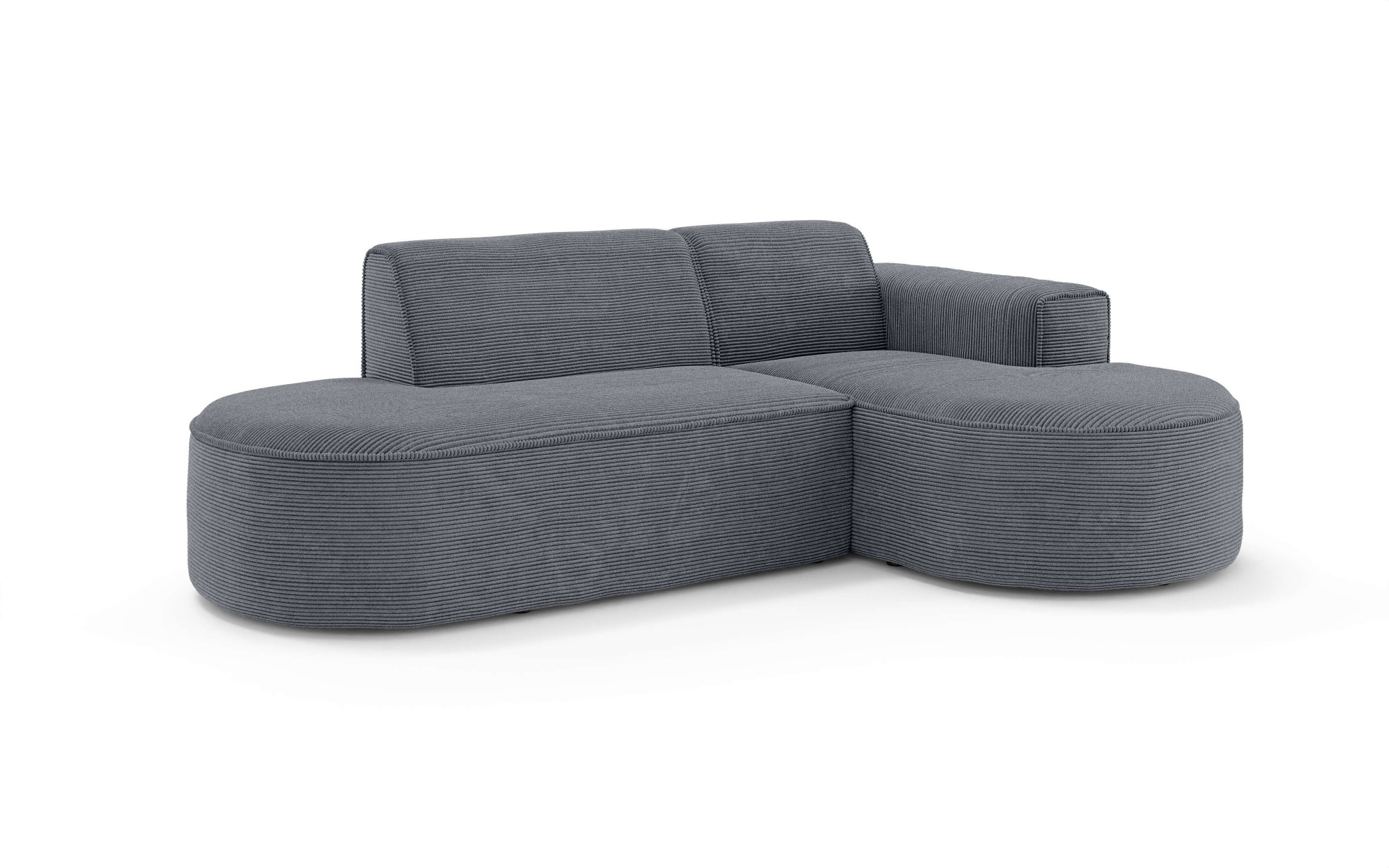 OTTO home Ecksofa »ADELLA Design-Sofa mit Recamiere rechts/links, 248/159/76 cm«, L-Form mit Wellenunterfederung, runde Form, auch in Cord