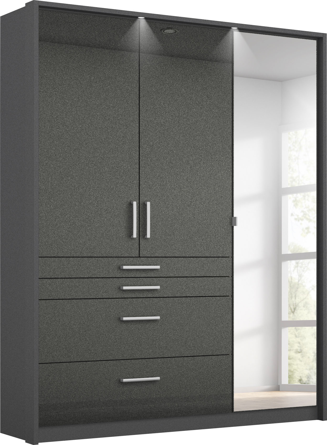 rauch Drehtürenschrank "Kleiderschrank Schrank Garderobe Garderobenschrank HOMBURG" inkl. Passepartout, oberer Schubkasten mit Einteilung MADE IN GERMANY