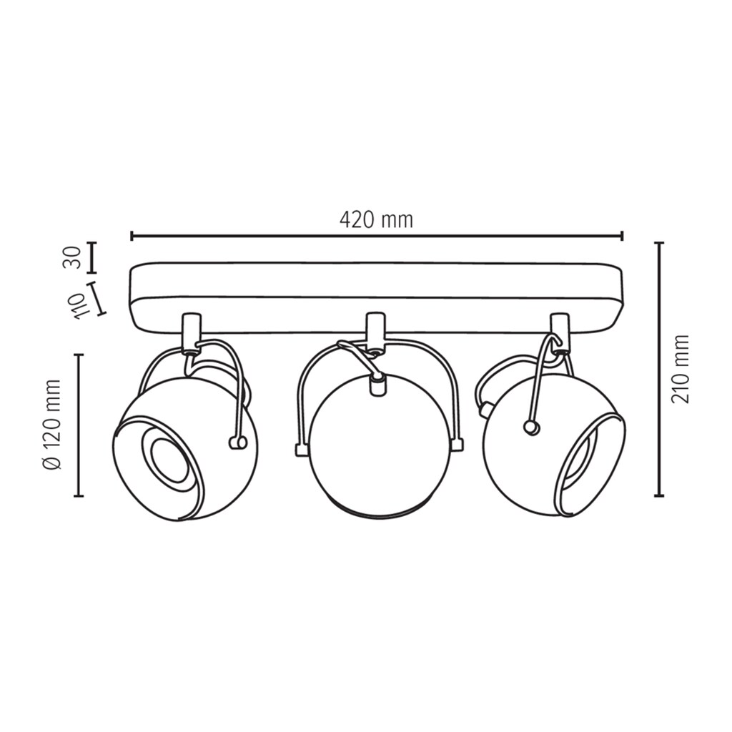 SPOT Light Deckenleuchte »BALL WOOD«, 3 flammig-flammig