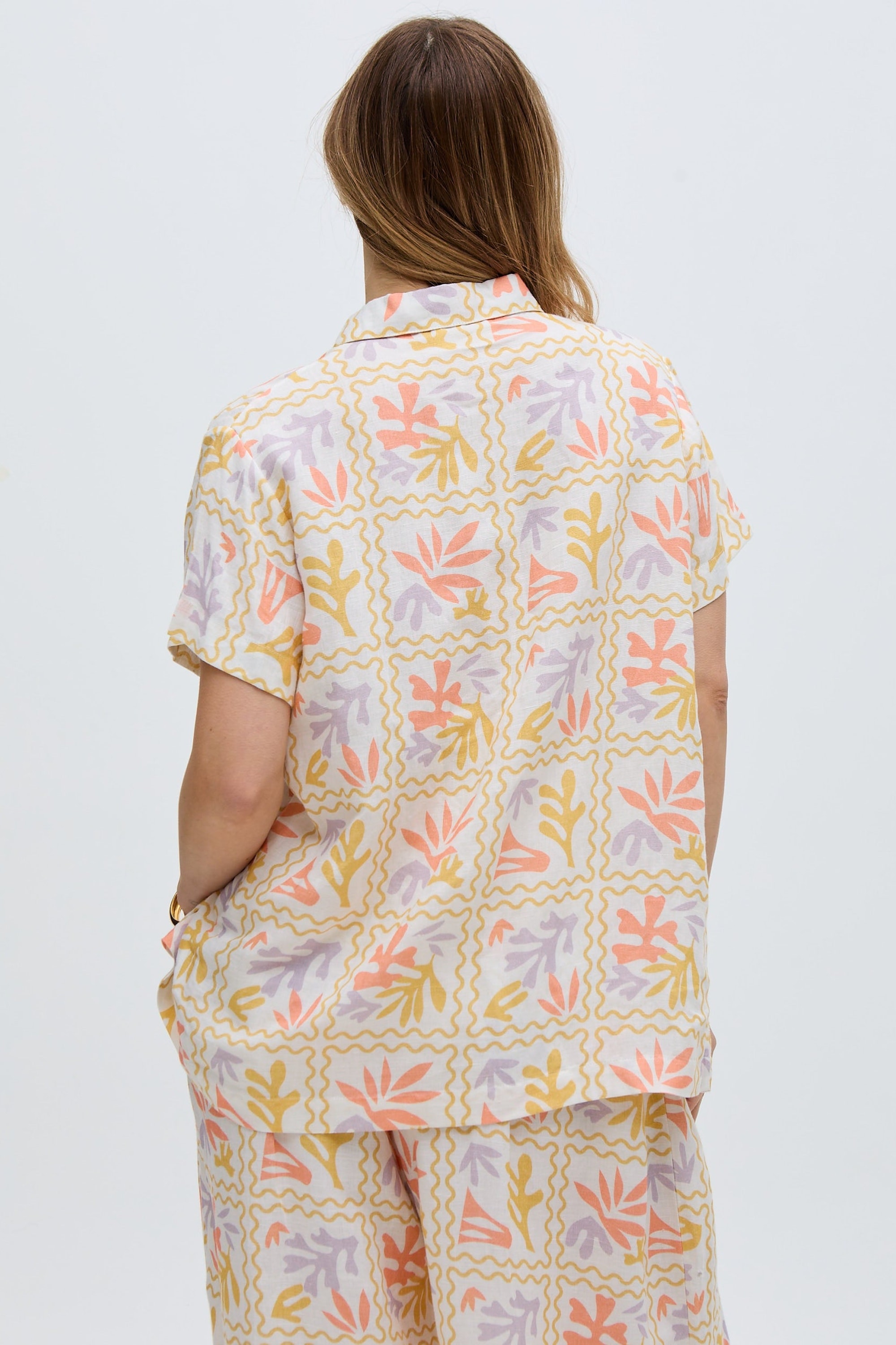 RAFFYA T-Shirt »Matisse Button Down Patchwork Floral Print Shirt Damen«