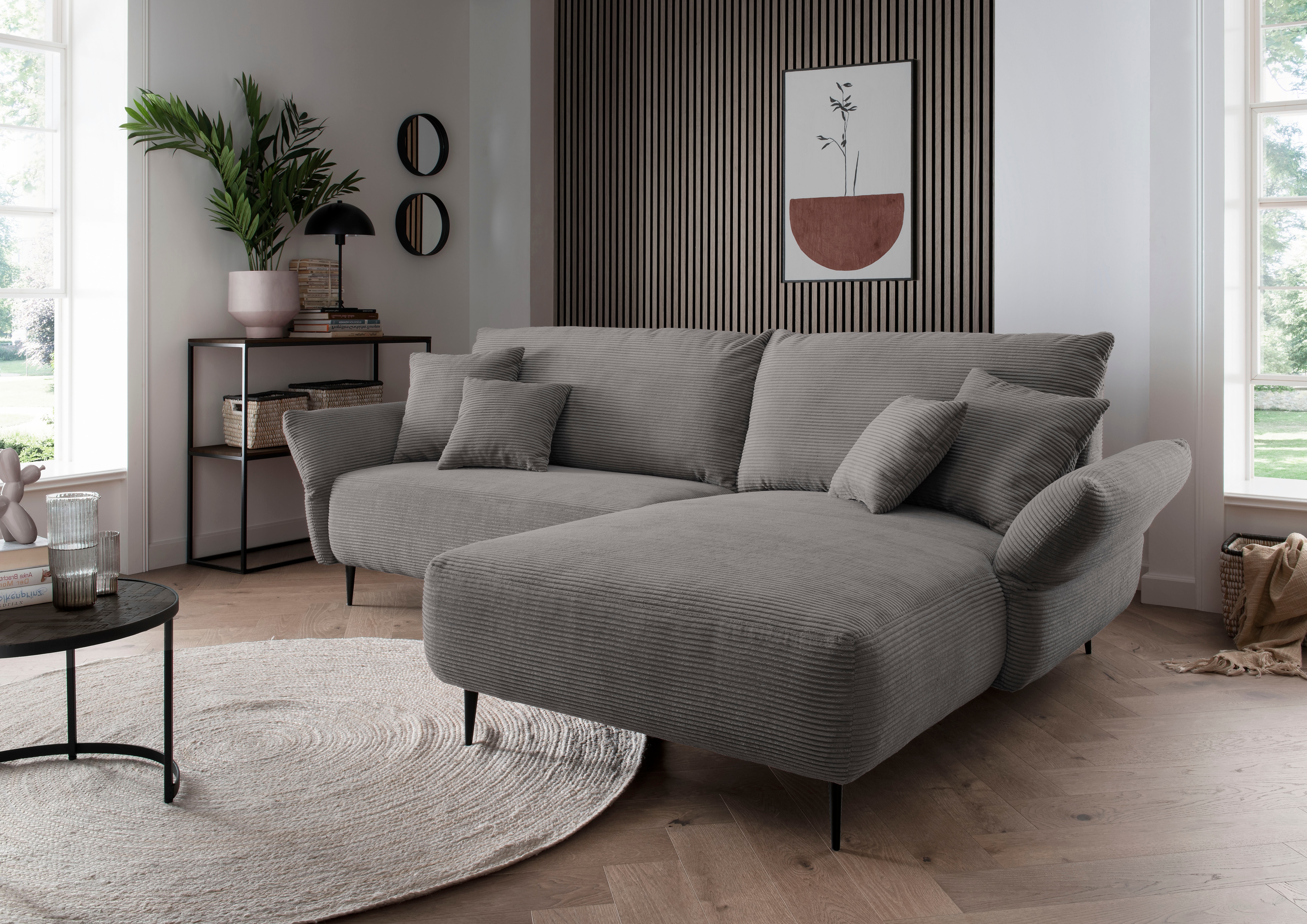 Home affaire Ecksofa "Amarena modern & bequem, verstellbare Armlehnen, L-Form" inklusive Armlehnenverstellfunktion, inkl. 4x Zierkissen