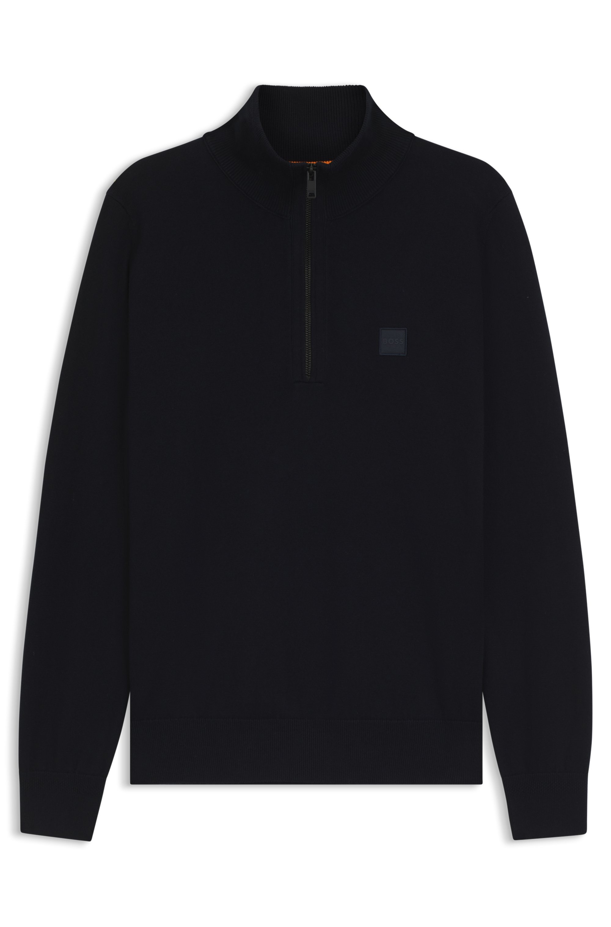 BOSS ORANGE Rollkragenpullover »Kanobix« Regular fit, Stehkragen mit Reißverschluss, Ton-in-Ton Logo
