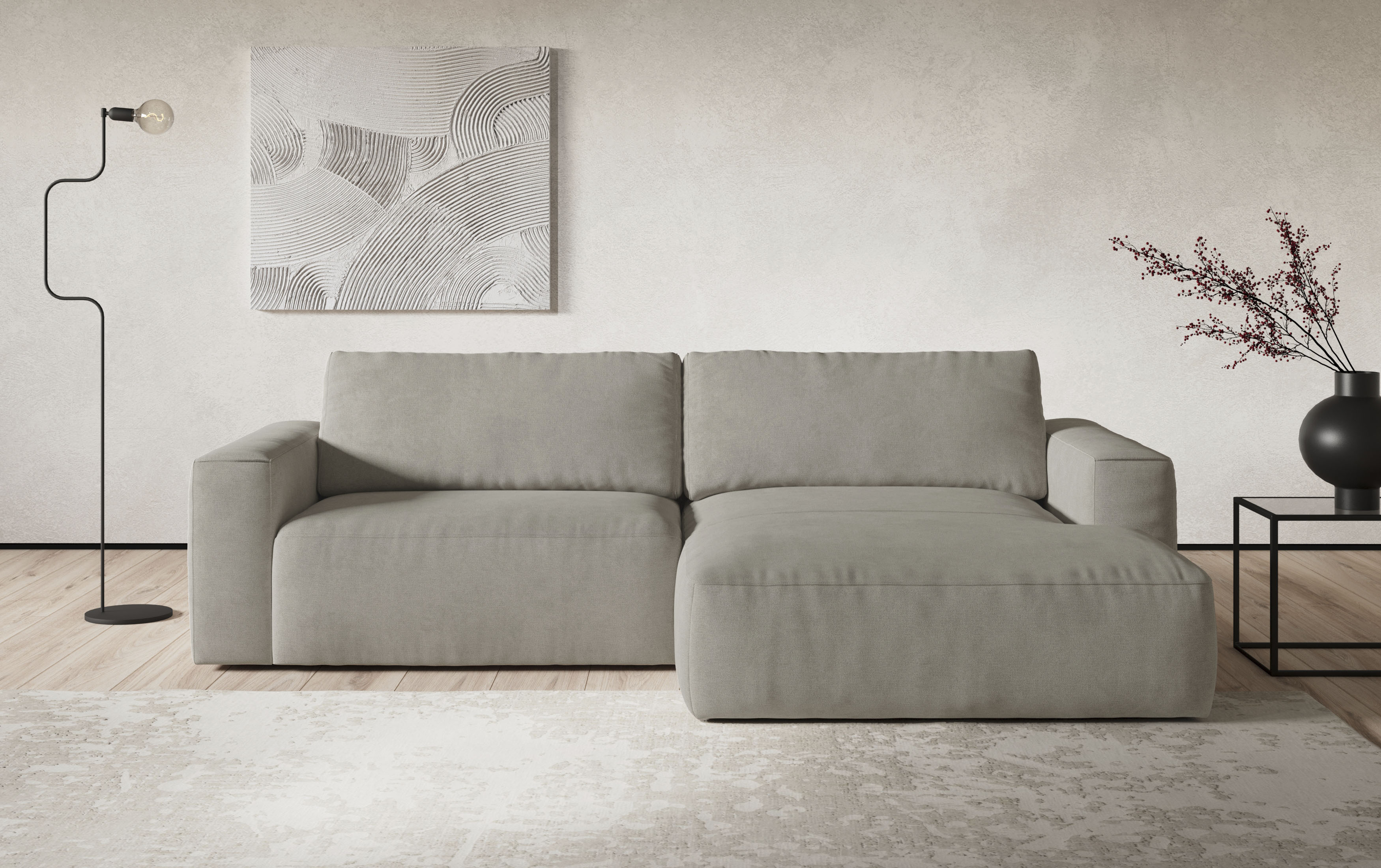 COTTA Ecksofa "Lasso L-Form, B: 288 cm, XL Sofa, Top Modern" XL Recamiere B:114 cm, bequeme Wellenunterfederung, viele Stoffe