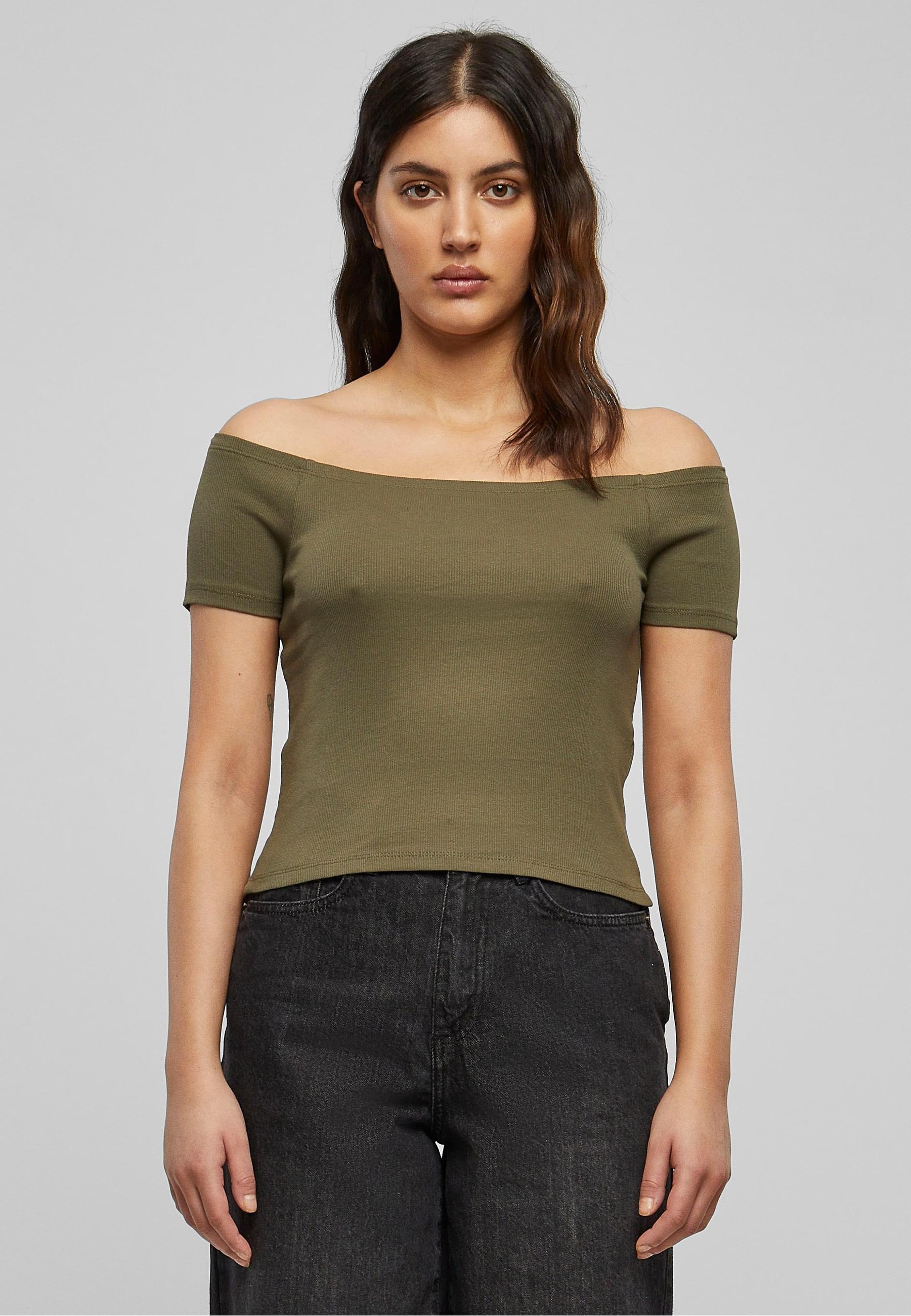 URBAN CLASSICS T-Shirt »Urban Classics Damen Ladies Off Shoulder Rib Tee«, (1 tlg.)
