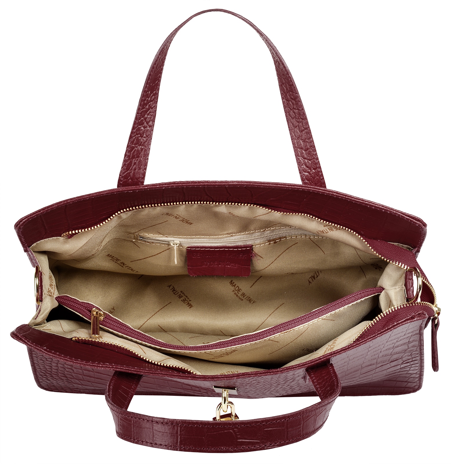 Cluty Henkeltasche, echt Leder, Made in Italy