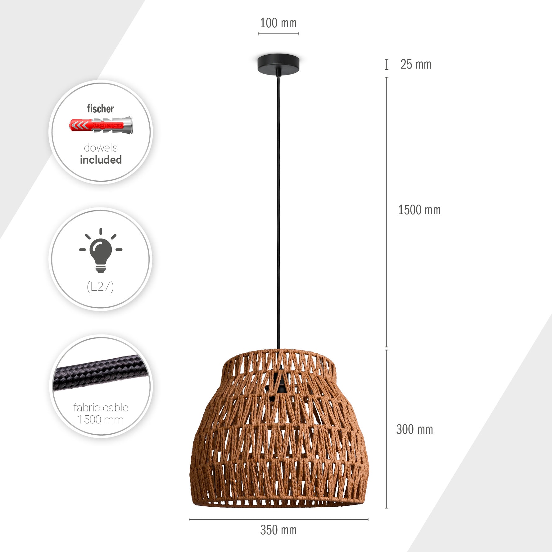 Paco Home Pendelleuchte »HUGO PD1« E27