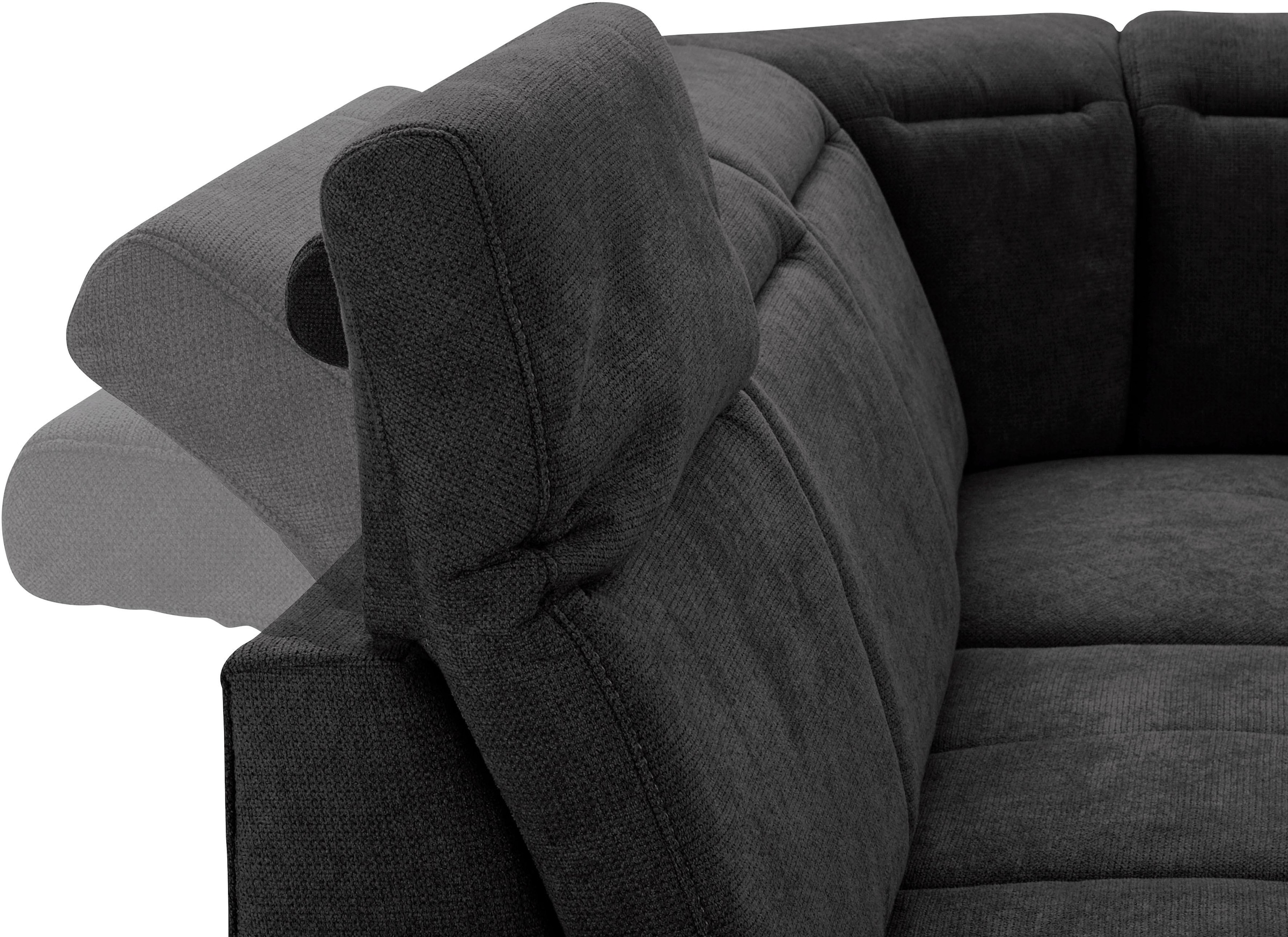 Places of Style Ecksofa »Cornwall L-Form«, incl. Sitztiefenverstellung, mit Bettfunktion und Kopfteilverstellung